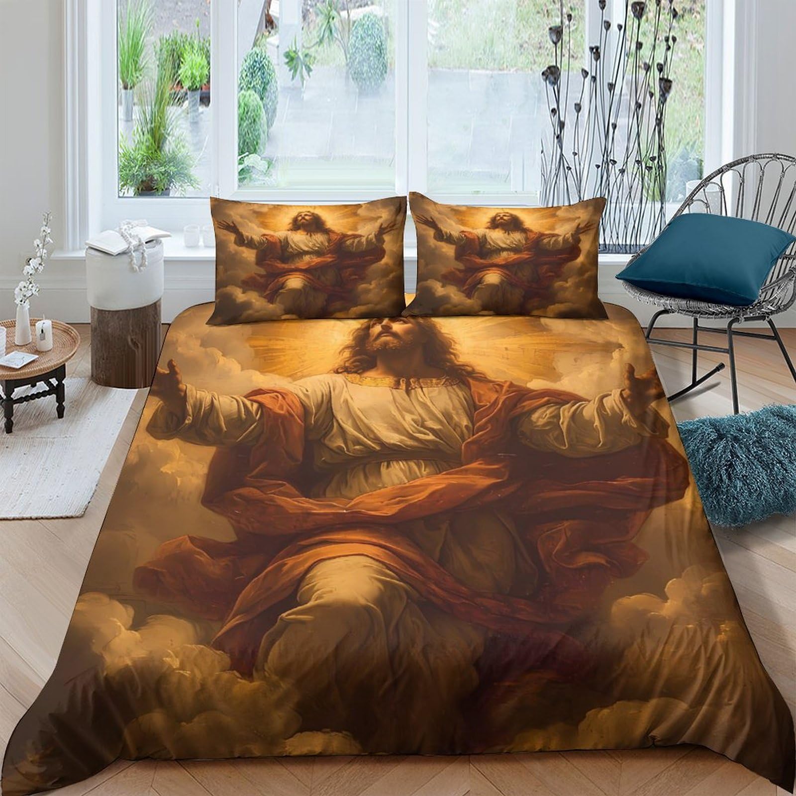 Ctjqhvkz Style-8 3D Printed Baroque Cloud Fitted Sheet Microfiber Soft Bedroom Renaissance Angel Mattress Cover Dustproof Washable Decor Single（135X200cm）