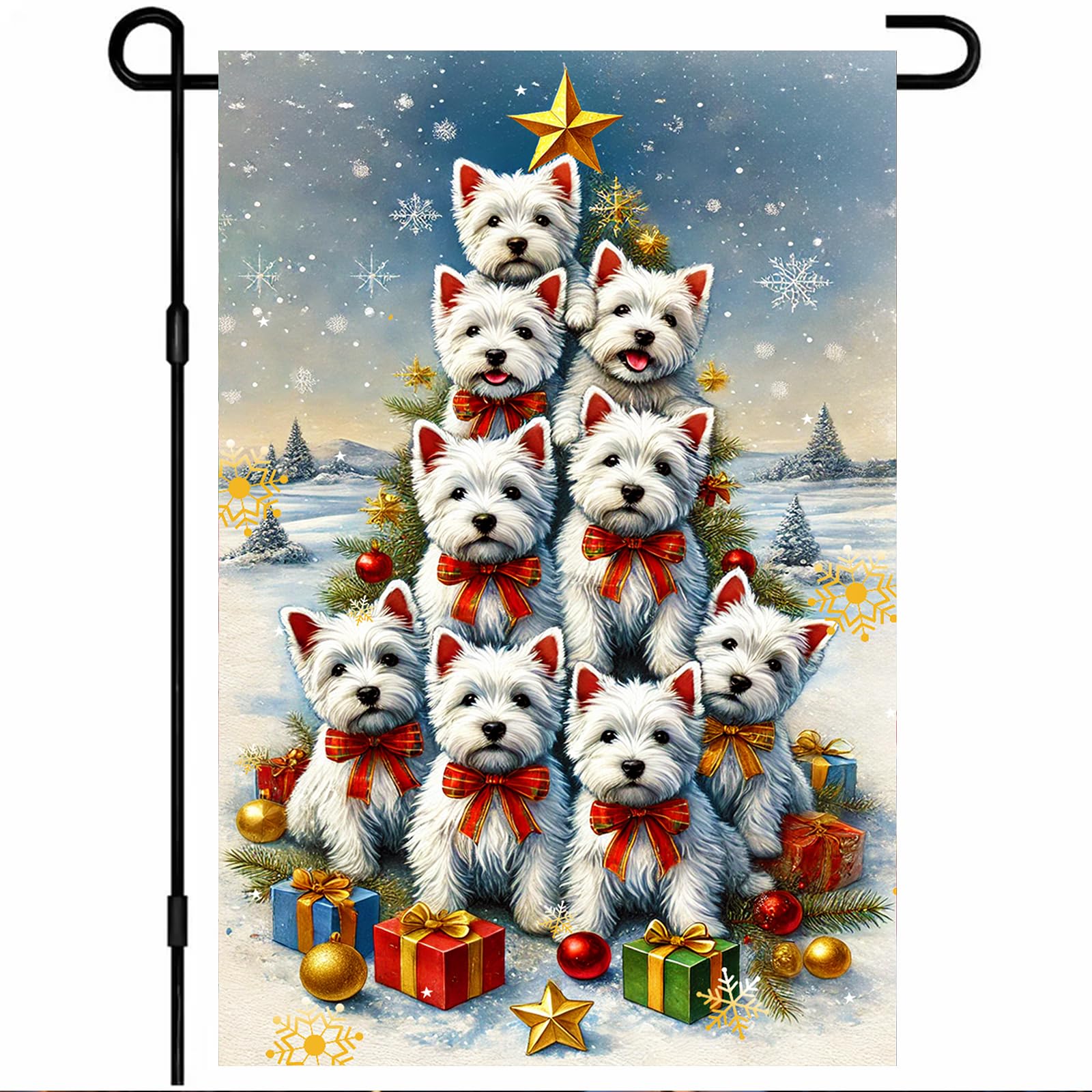 BlissYard Christmas Cat Garden Flag 12x18 Inch Polyester