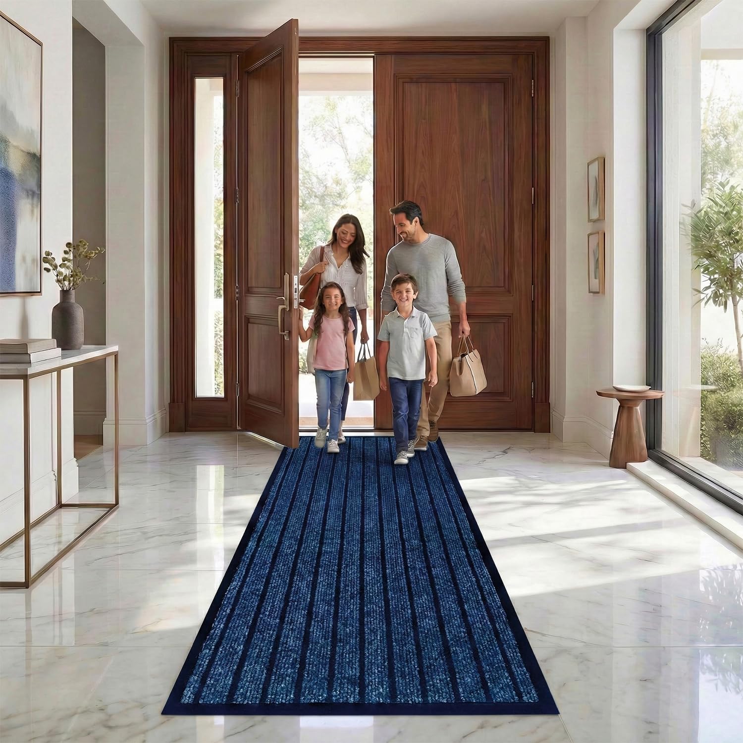 Fit Even Runner Rugs for Hallway Door Runner Mat Indoor Non Slip Mat - Strong PVC Rubber Mat Kitchen Carpet Washable Runner Rug - Blue, 60 x 180 cm โ image 1