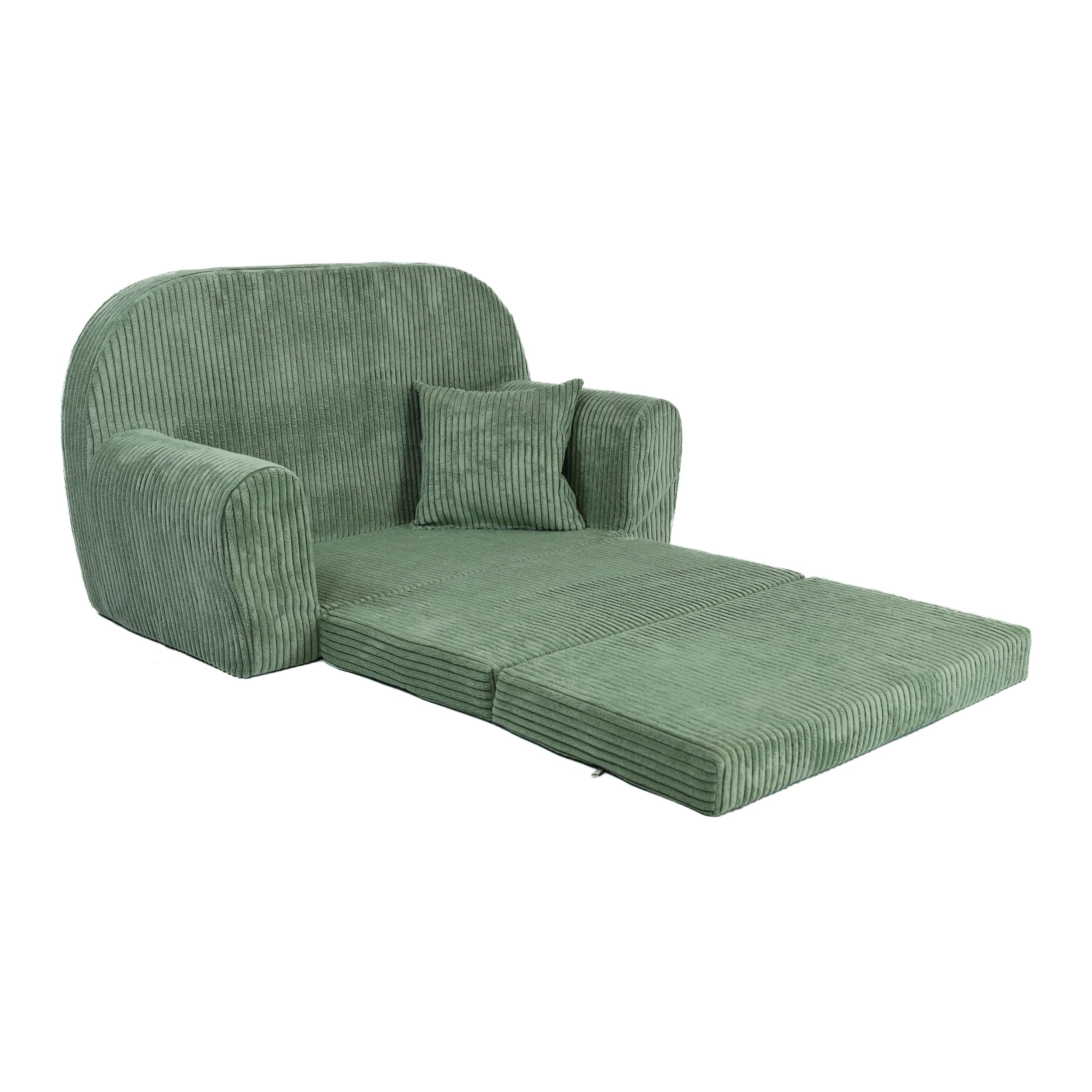 FORTISLINE Canapé enfant dépliable 78x45x40 cm - Canapé enfant en velours avec surface de couchage 104 cm, Mini canapé pour chambre d'enfant, Housse amovible et lavable, Oeko-TEX Standard 100