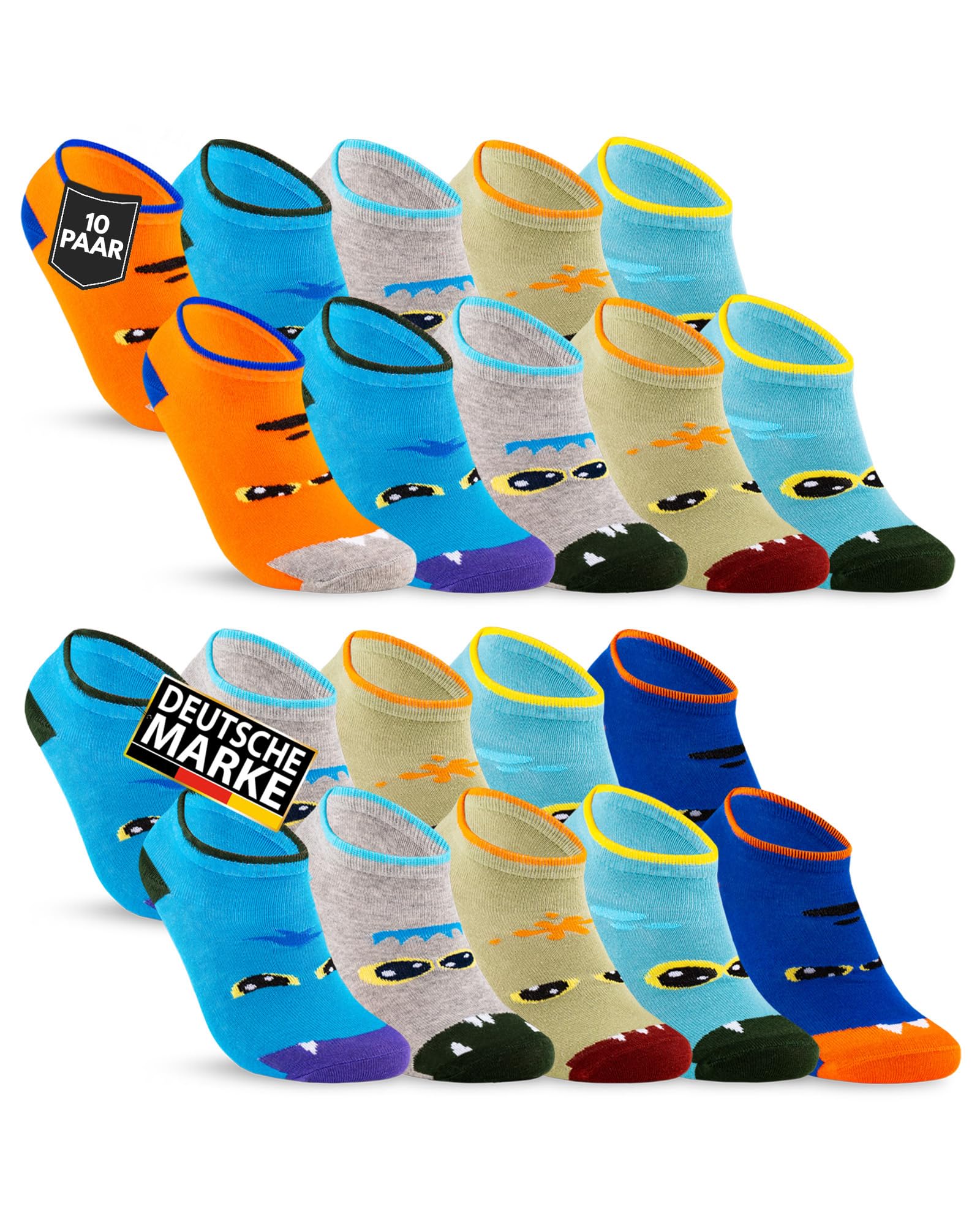 10 Paar Kinder Sneaker Socken Jungen & Mädchen Baumwolle Kindersocken 56511 (35-38)