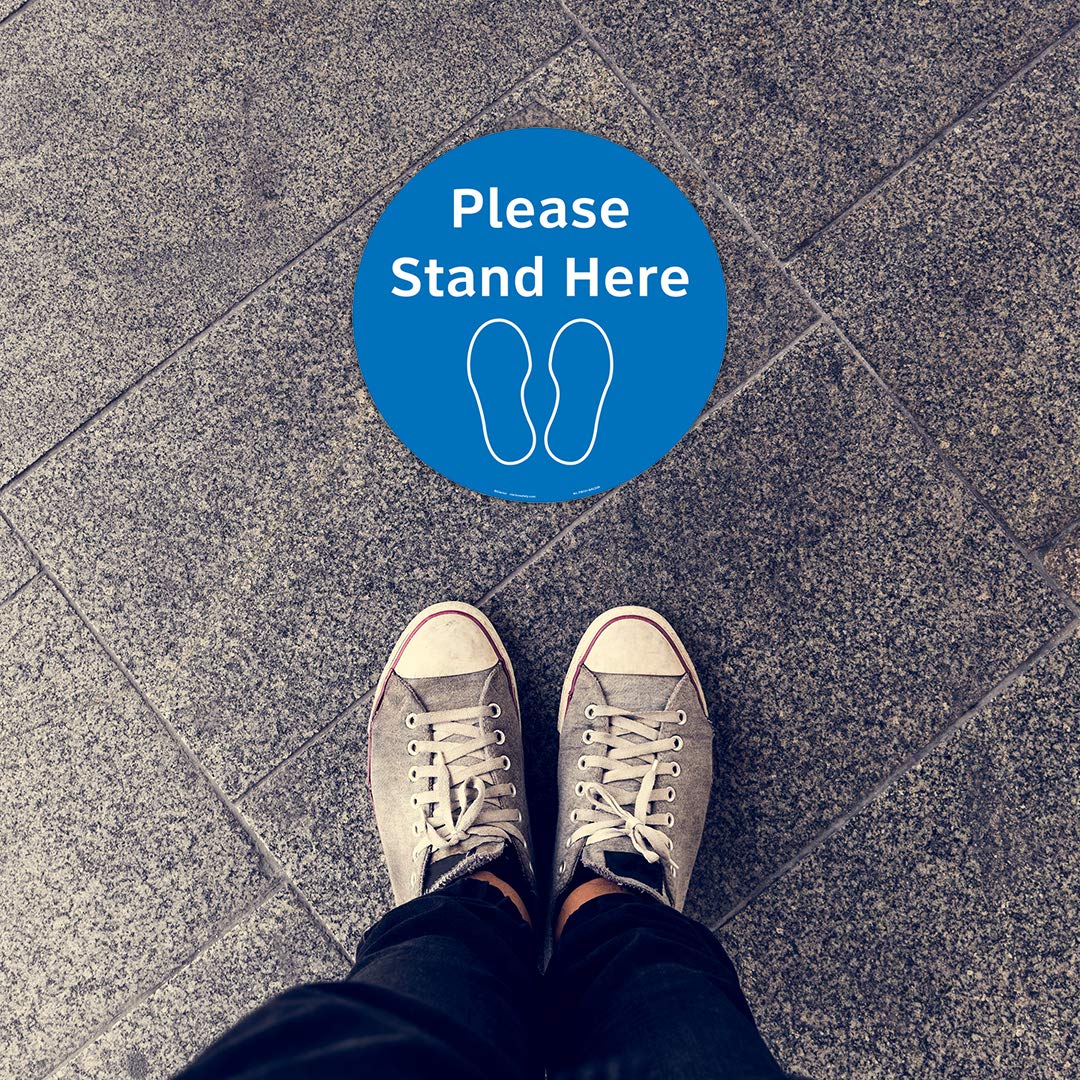 Please Stand Here Floor Marker - FM101 (Blue - FM101-BMPF4E, 16.00