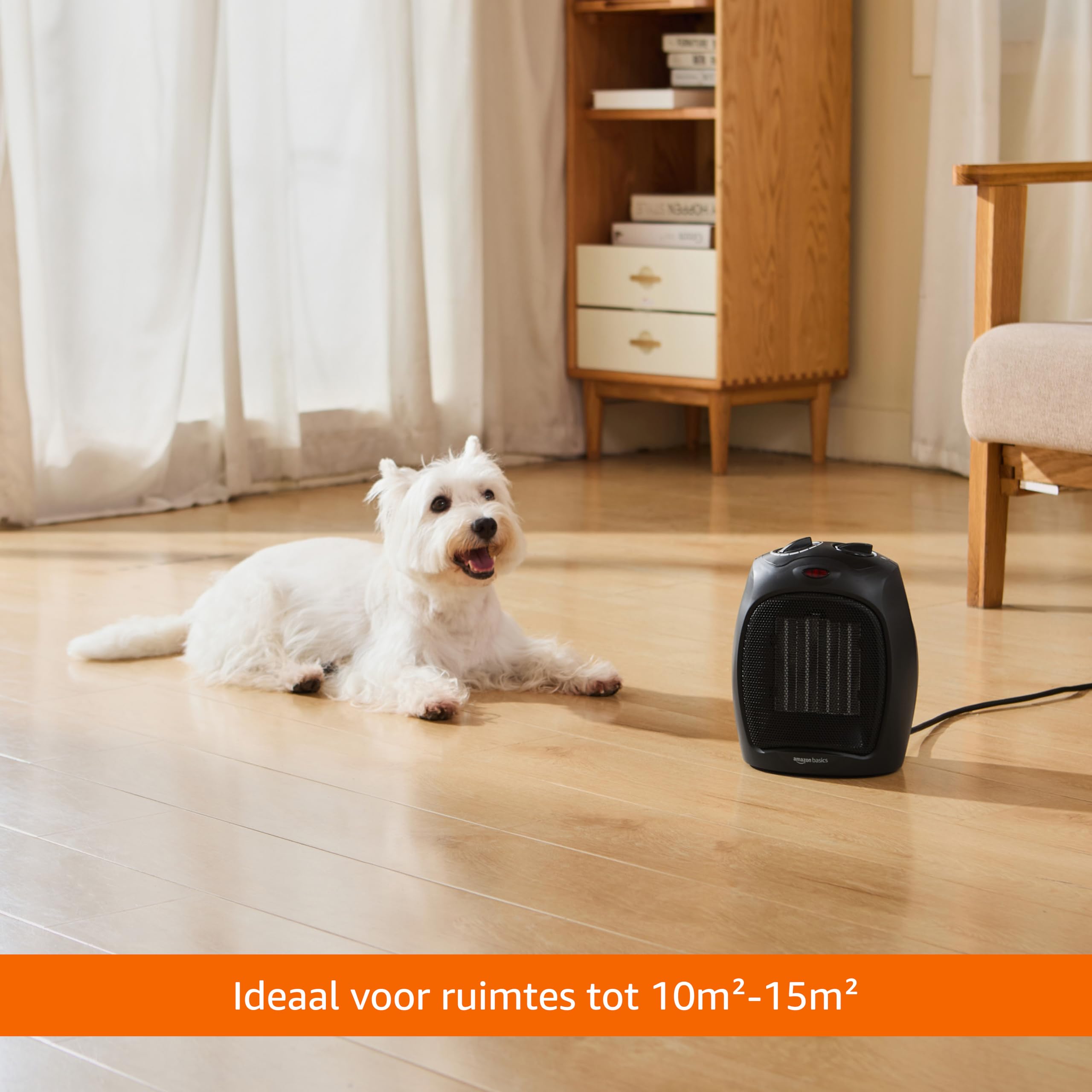 Amazon Basics Termoventilatore in ceramica da 1800 Watt con termostato regolabile - Nero
