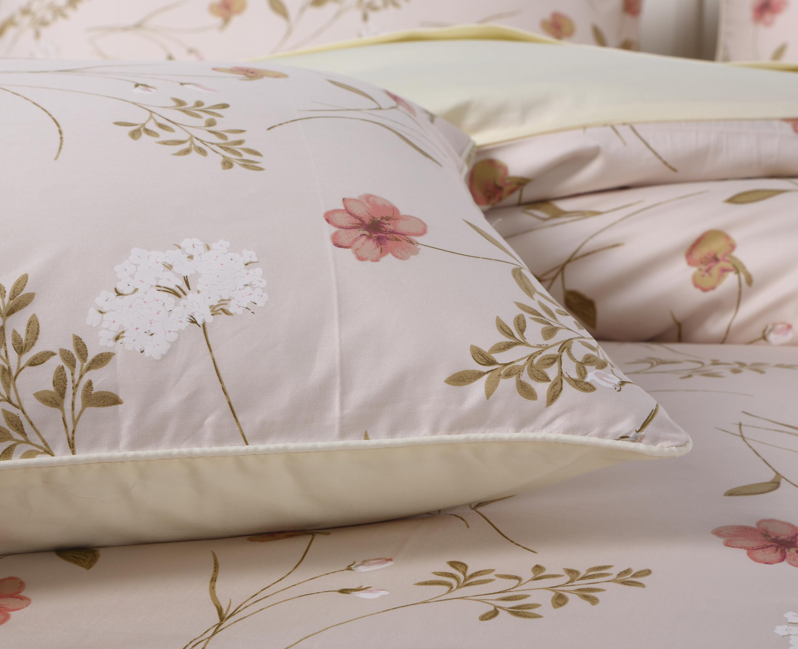 USTIDE Rustic Beige Floral Duvet Cover Set 3Pcs Quilt Cover Set including 2 Pillow Cases All Season Duvet Set,Double Size - Image 3