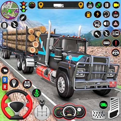Caminhão de Carga de Madeira Subida, Transporte de Madeira, Condução, Jogos 3D 2023 - Simulador de E