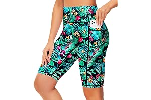 Womens High Waisted 9" Long Board Shorts with Pockets