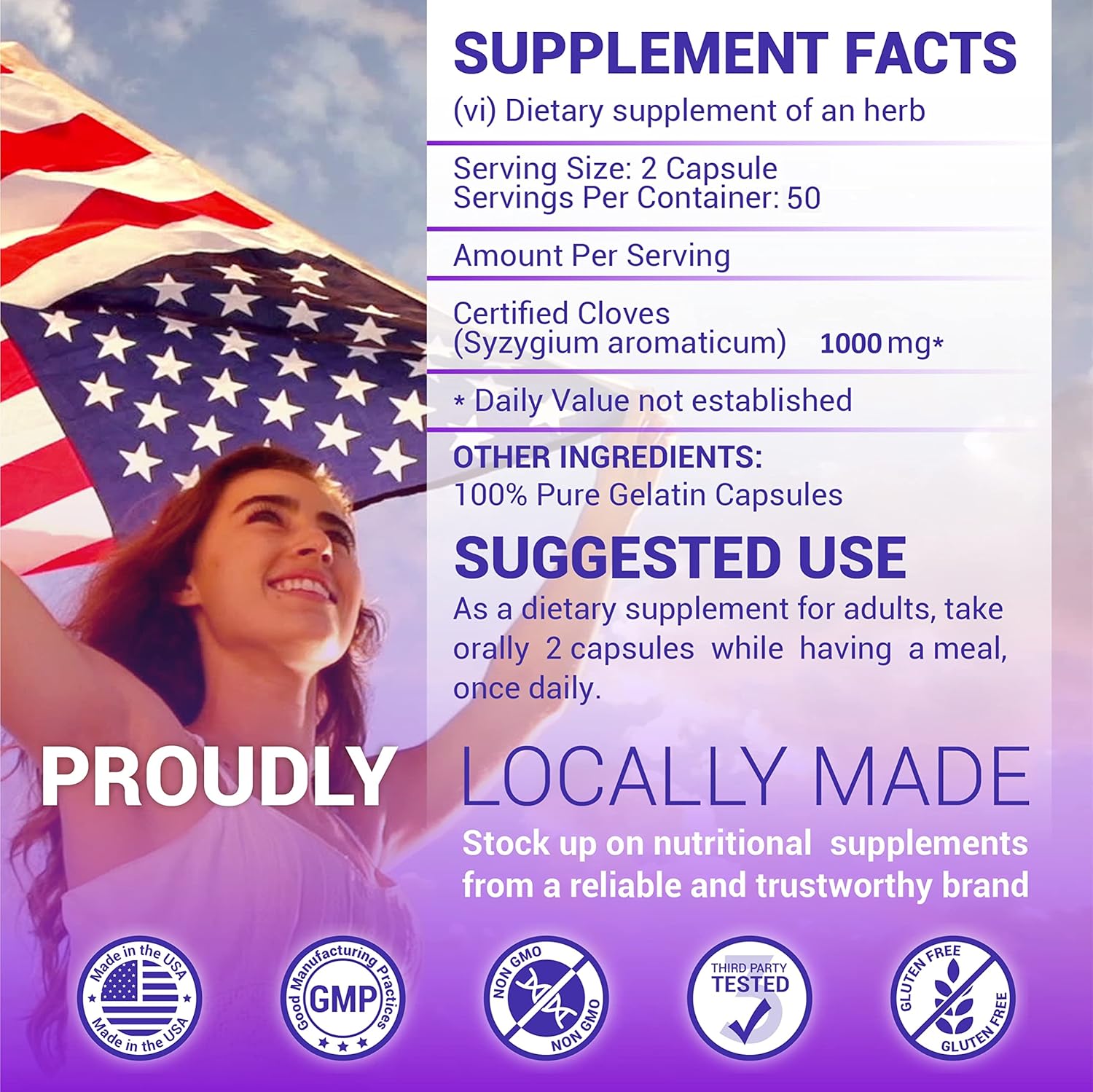 Cloves Capsules - Natural Dietary Supplement - Rich in Vitamins, Minerals, Manganese, Fiber - May Help Strengthen Bones, Promote Digestive Function, Antioxidant Support - 100 Caps - Image 6