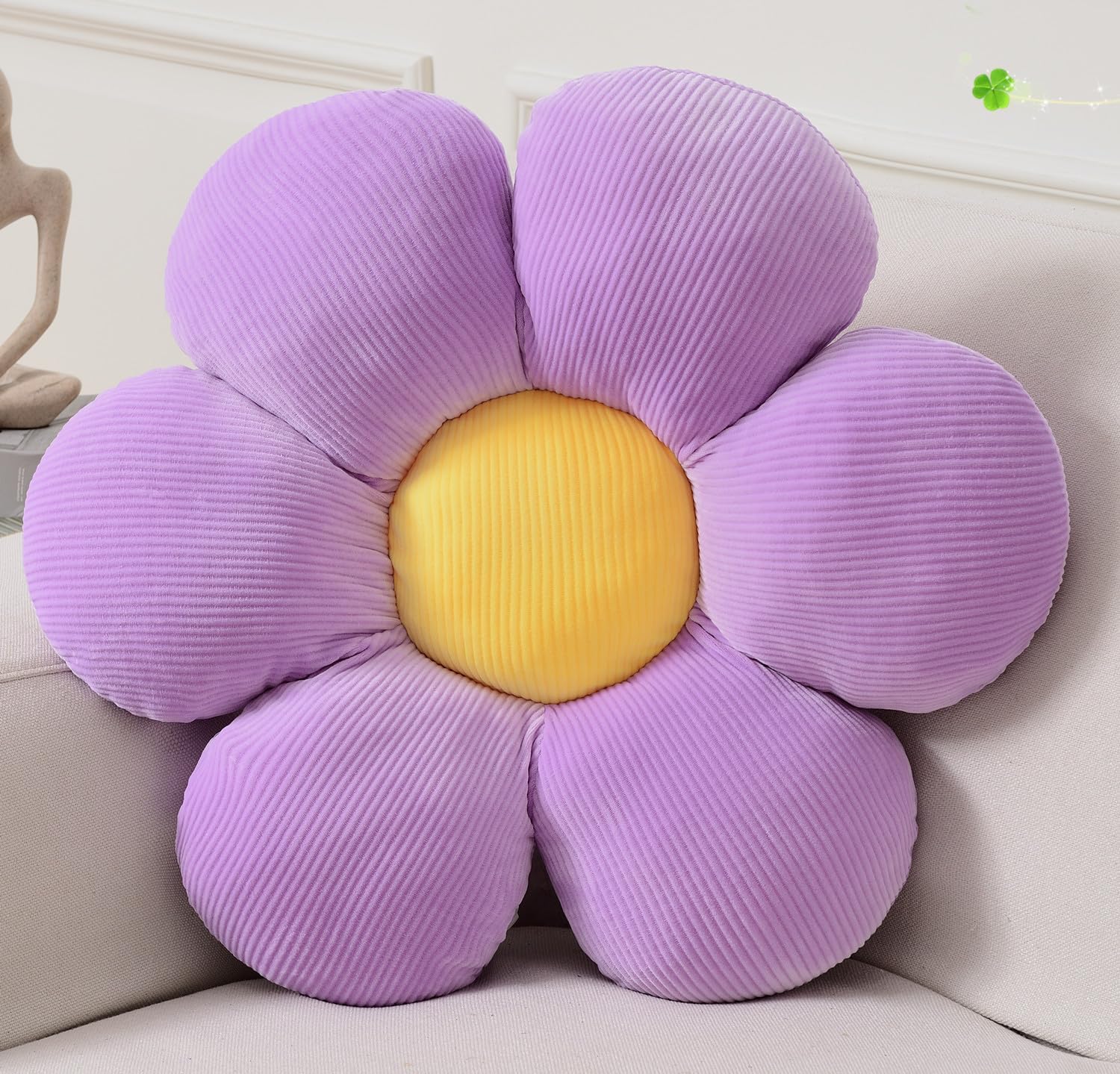 Flower Pillow,19.6" Daisy Pillow Purple Decorative Pillows | Throw Pillows,Short Plush,PP Cotton Filling,Flower Shaped,Seating Cushion,for Sofa Couch Bed,Spring Cute Home Decor