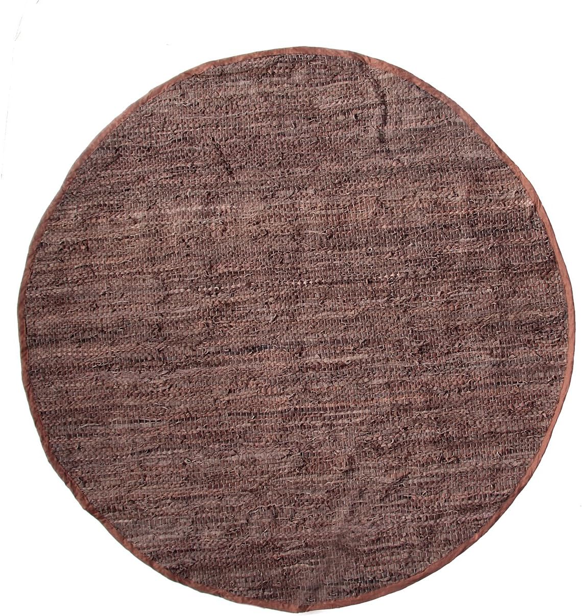 Home Weavers Rodeo Collection Living Room Rug, Machine Washable Area Rugs, Rug for Living Room, Reversible Area Rugs, Kitchen Runner, Indoor Floor Carpet, Easy to Clean, 4'7" Round, Brown