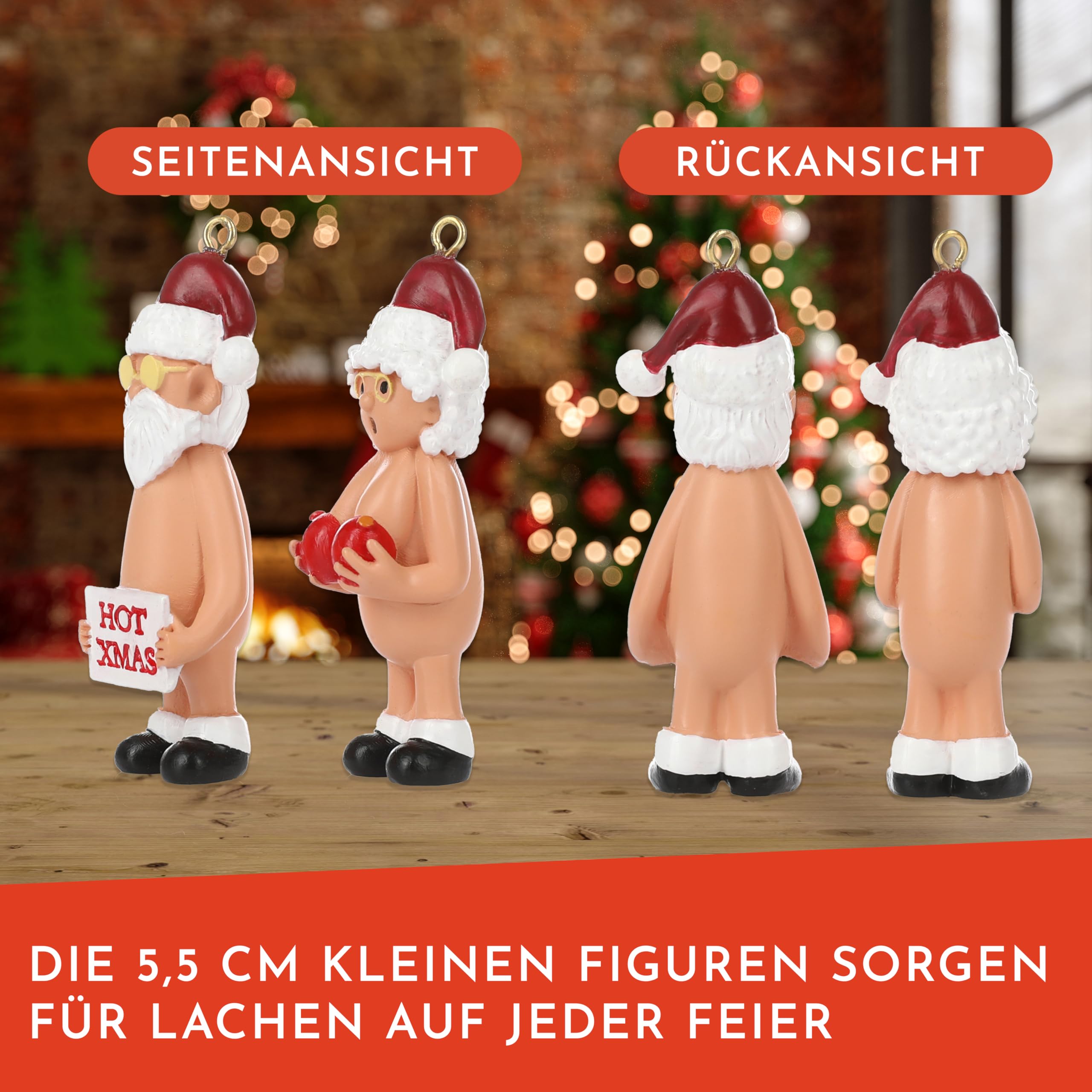 Nordstern Nackter Weihnachtsmann Anhänger 2er Set, 5,5 cm, Bunt