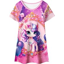 LQSZ Girls Nightgowns Unicorn Pajamas Dress Toddler 3-10Y