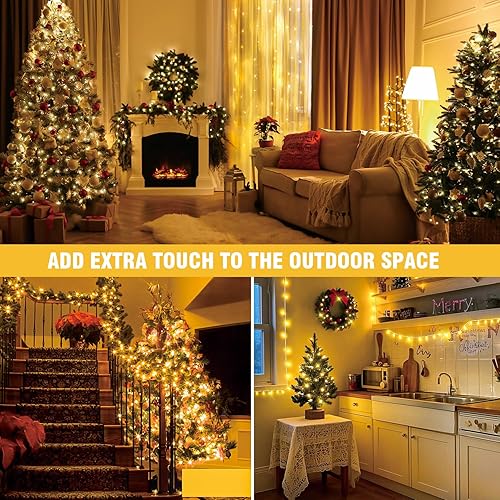 Miniatura 6 de WASTROYAL- Guirnalda de 210 luces led, 70 pies, crean un deslumbrante brillo azul ideal para envolver árboles, decorar ventanas, rieles de escalera