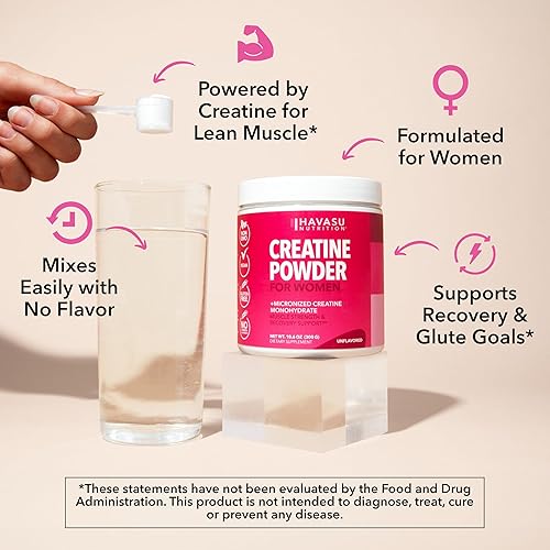 Miniatura 5 de Creatina para mujeres, formulada para mujeres, monohidrato de creatina micronizada de 0.11 onzas por porción para apoyar la energía, la masa