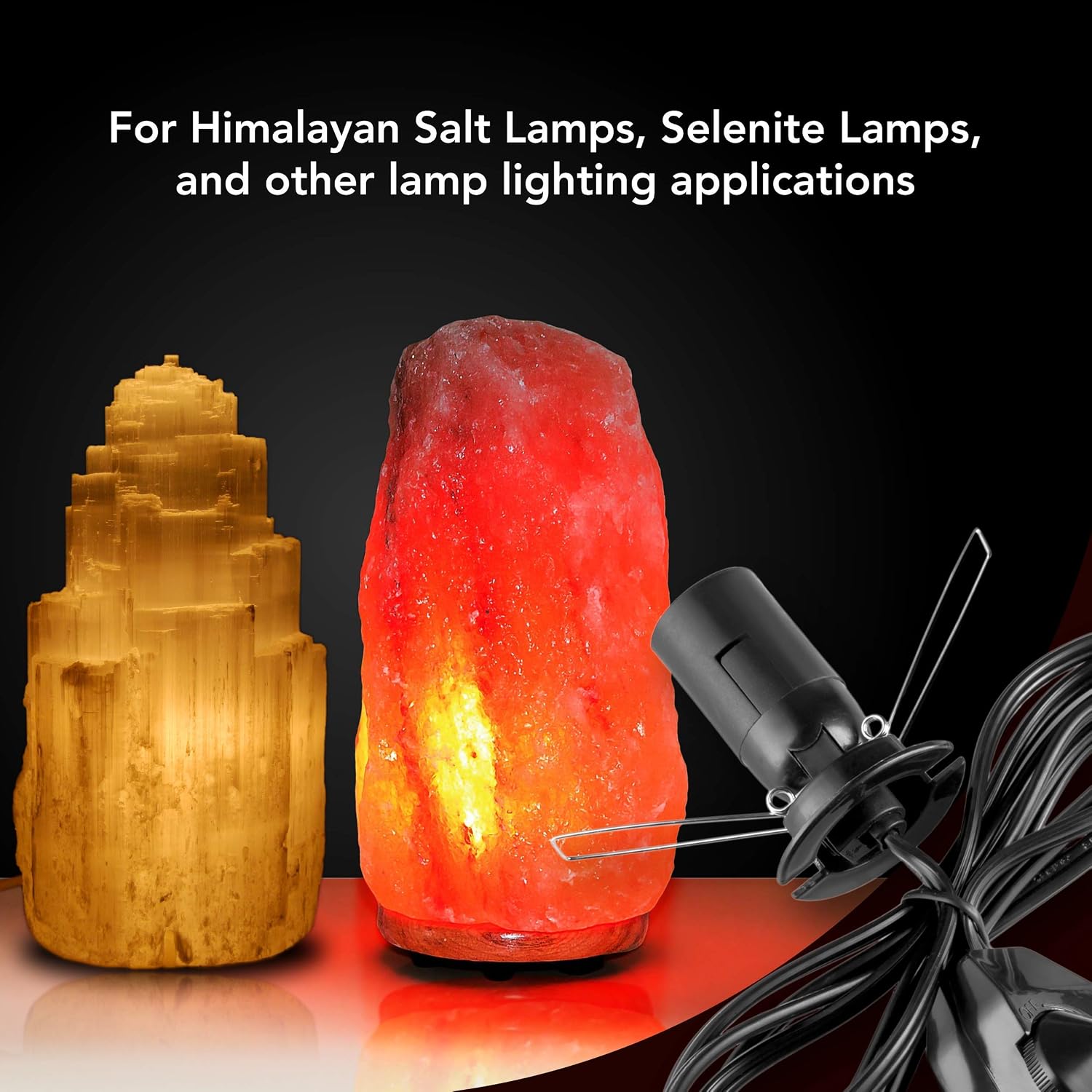HemingWeigh Himalayan Salt Lamp Cord Replacement with Dimmer Switch - 18AWG Cord with Light Socket Replacement for Salt Rock Lamp, Lava and Crystal Lamps, and Night Light - E12 Socket - 6 Feet
