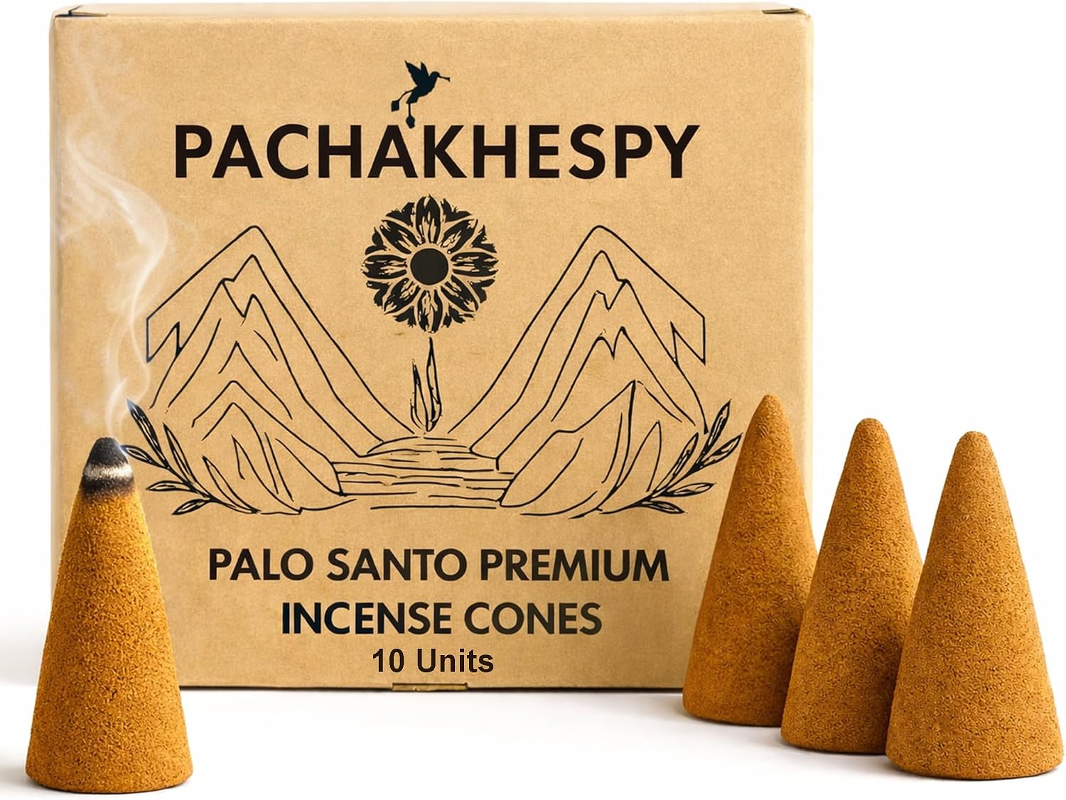 Premium Palo Santo Incense Cones 10 Pack Handmade in Peru Natural Holy Wood for Relaxation Stress Relief Cleansing Meditation & Home Fragrance