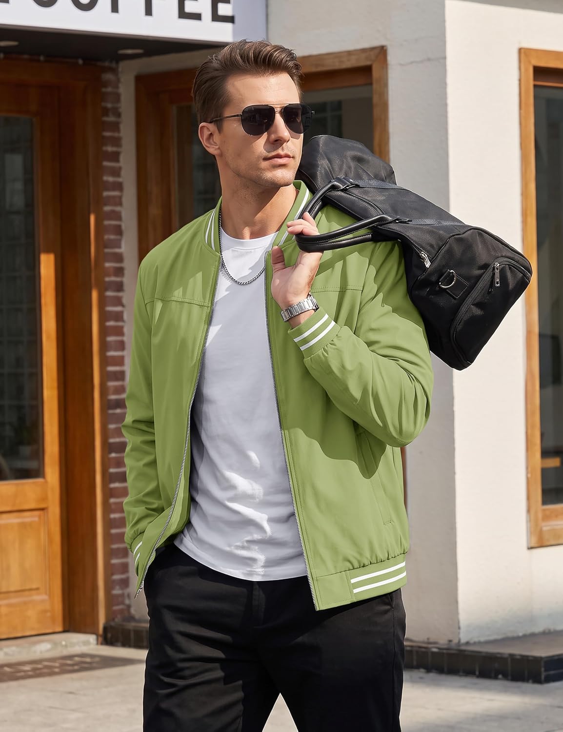 TACVASEN Mens Jacket Bomber Lightweight Windproof Coat for Daily Wear image 2