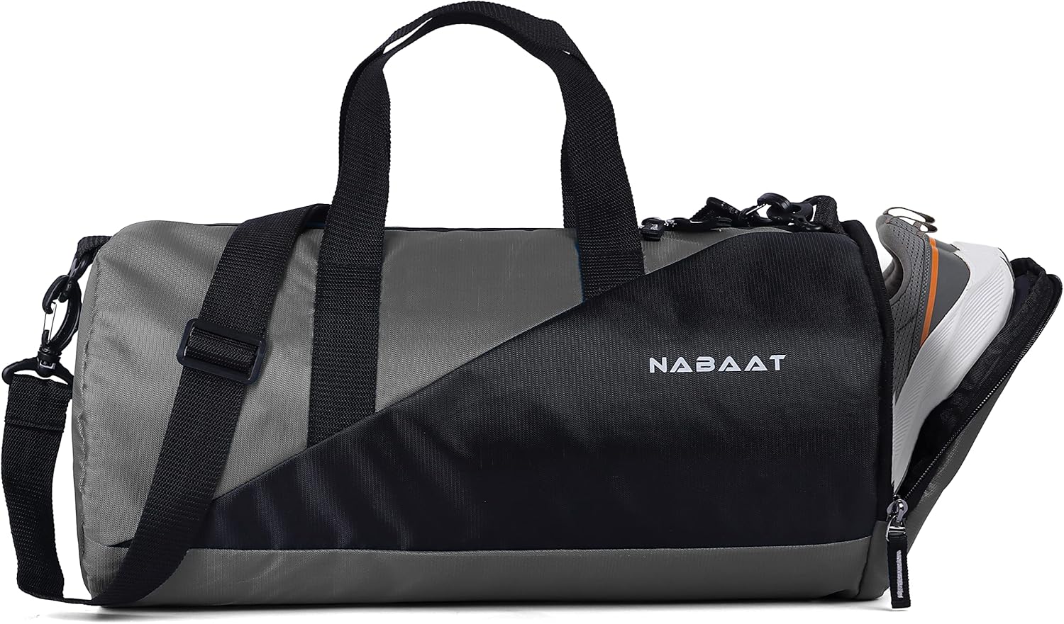 Polyester Gym Bag / Duffle Bag / Sports Bag for Men and Women Shoulder Weekender Bag, Water Resistant with Additional Shoes Zipped Pocket (Grey_Black, GMB-GRBK2), Grey, Gym Bags