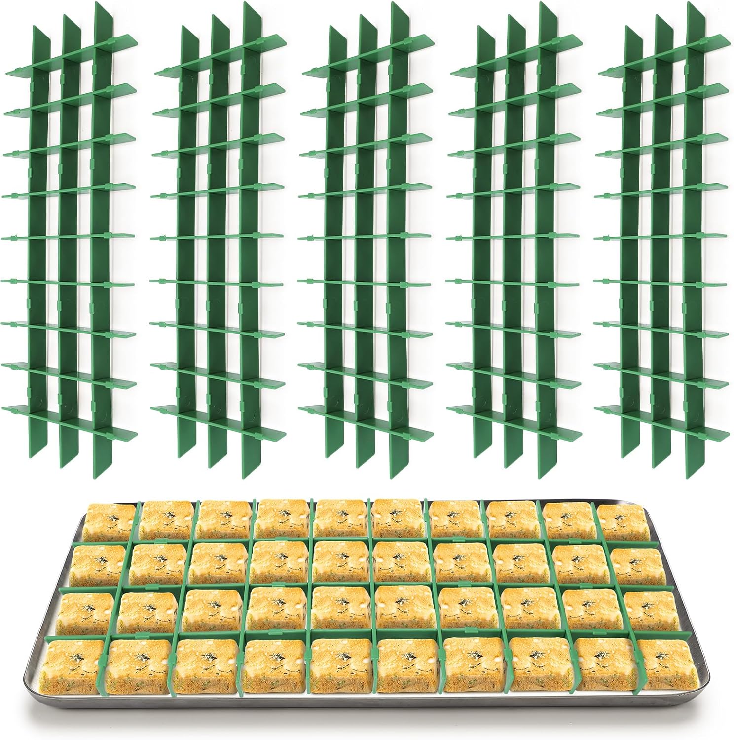 5 Sets Freeze Dryer Tray Dividers, Compatible with Harvest Right Freeze Dryer, Candy Tray Dividers Accessories(Long = 17-3/8"; Short = 7",Green)