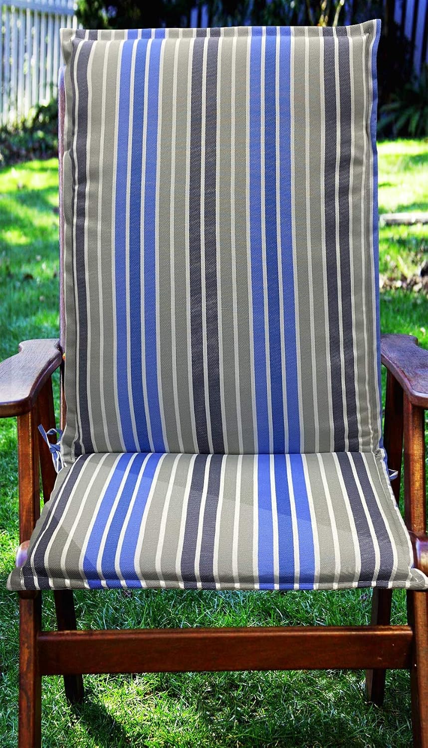 Outdoor Waterproof Decorative High Back Chair Cushions for Patio Furniture, 47x19 Inch Fade Resistant Patio Garden Seat Pads with Ties for Couch Bed Sofa, Striped Multi