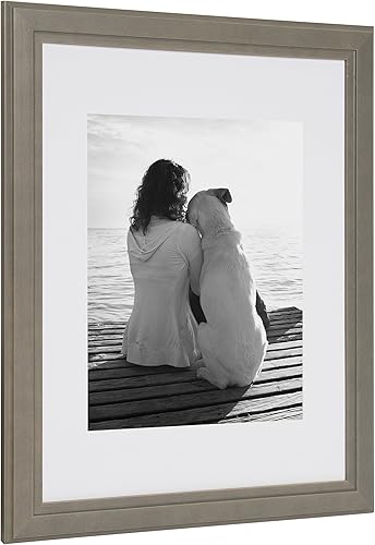 Miniatura 3 de DesignOvation - Portarretrato Kieva de madera maciza, Madera, Gris