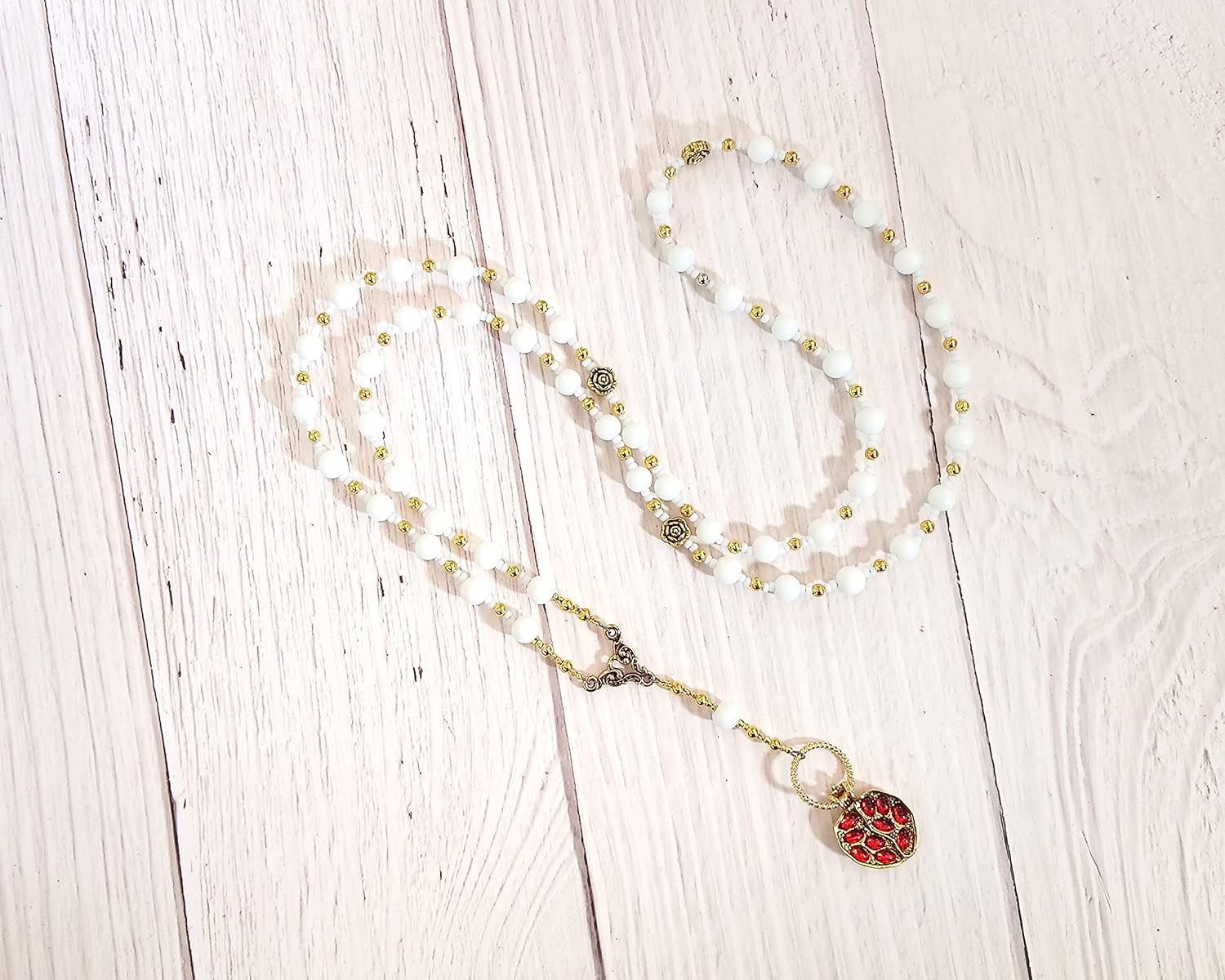 Persephone Prayer Bead Necklace in Alabaster: Greek Goddess of Spring, New Growth and Renewal, Death and the Afterlife, Queen of the Underworld