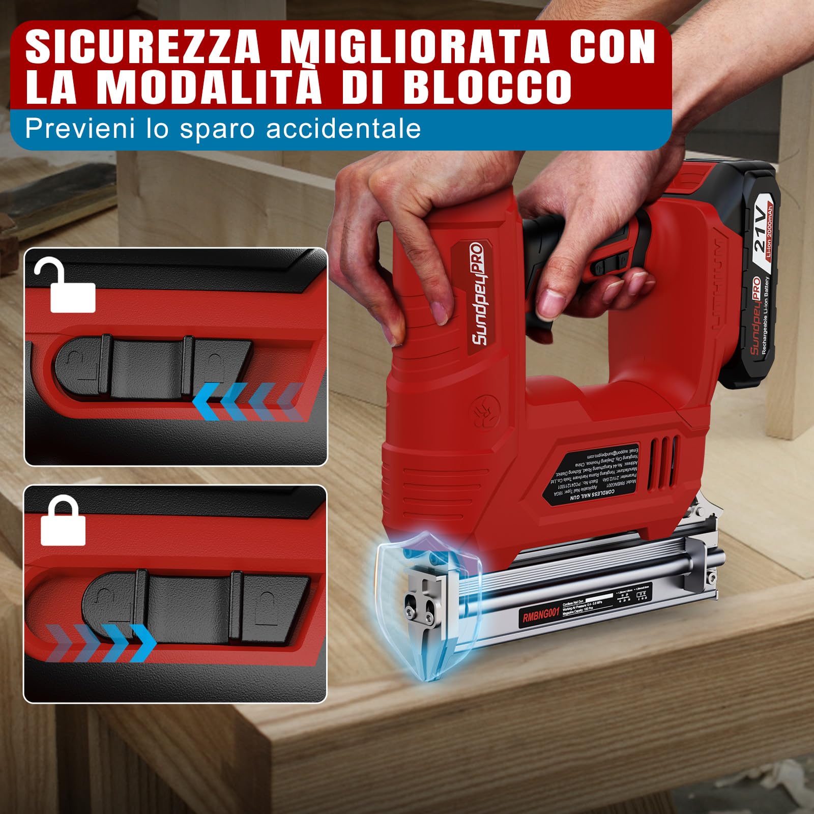 Sparachiodi a Batteria 21V - 2-in-1 Chiodatrice a Batteria con 2 x 2.0Ah Batterie, 180 Chiodi/Min, Graffettatrice con 600 Chiodi 18GA e 2.000 Chiodi a U per Tappezzeria, Falegnameria