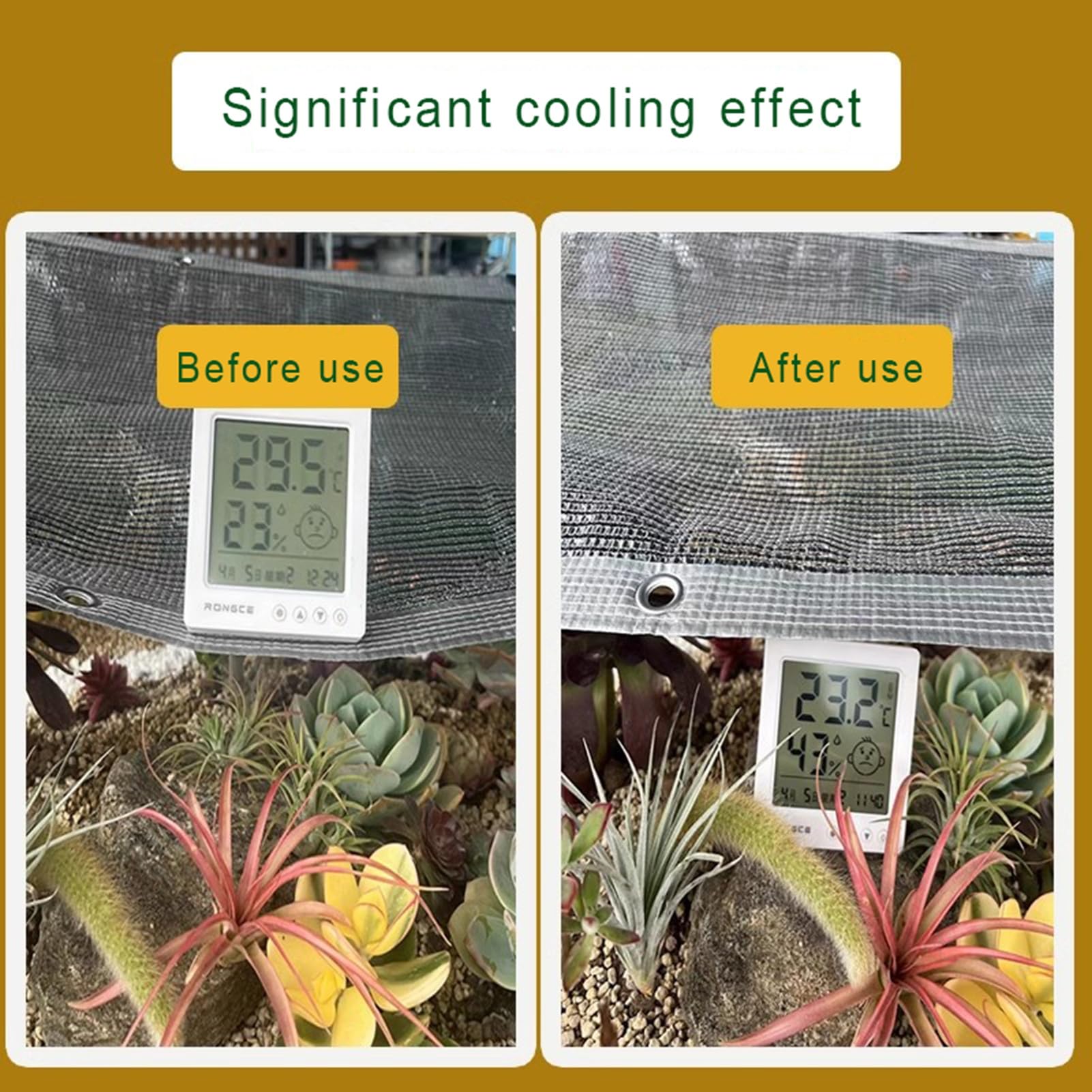 Hochwirksames Sonnenschutztuch aus Aluminiumfolie, 55 % Sonnenschutz, ideal für Balkon, Sukkulenten und Blumen. Halten Sie Ihren Garten im Freien kühl und schattig mit diesem Sommer-Sonnenschutznetz.