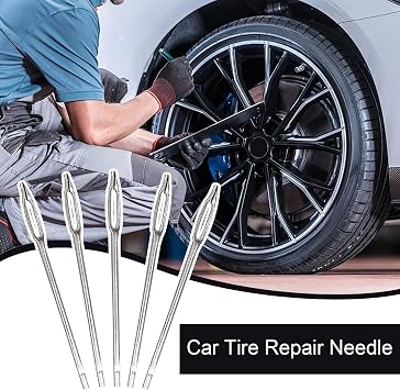 Tire Repair Needle Kit 5pcs Split Eye Reamings Needles, Efficient Portable Heavy Duty Tires Plug Tool | Car Tyre Fix Kits Automotive Puncture Maintenance High Carbon Steel Accessories