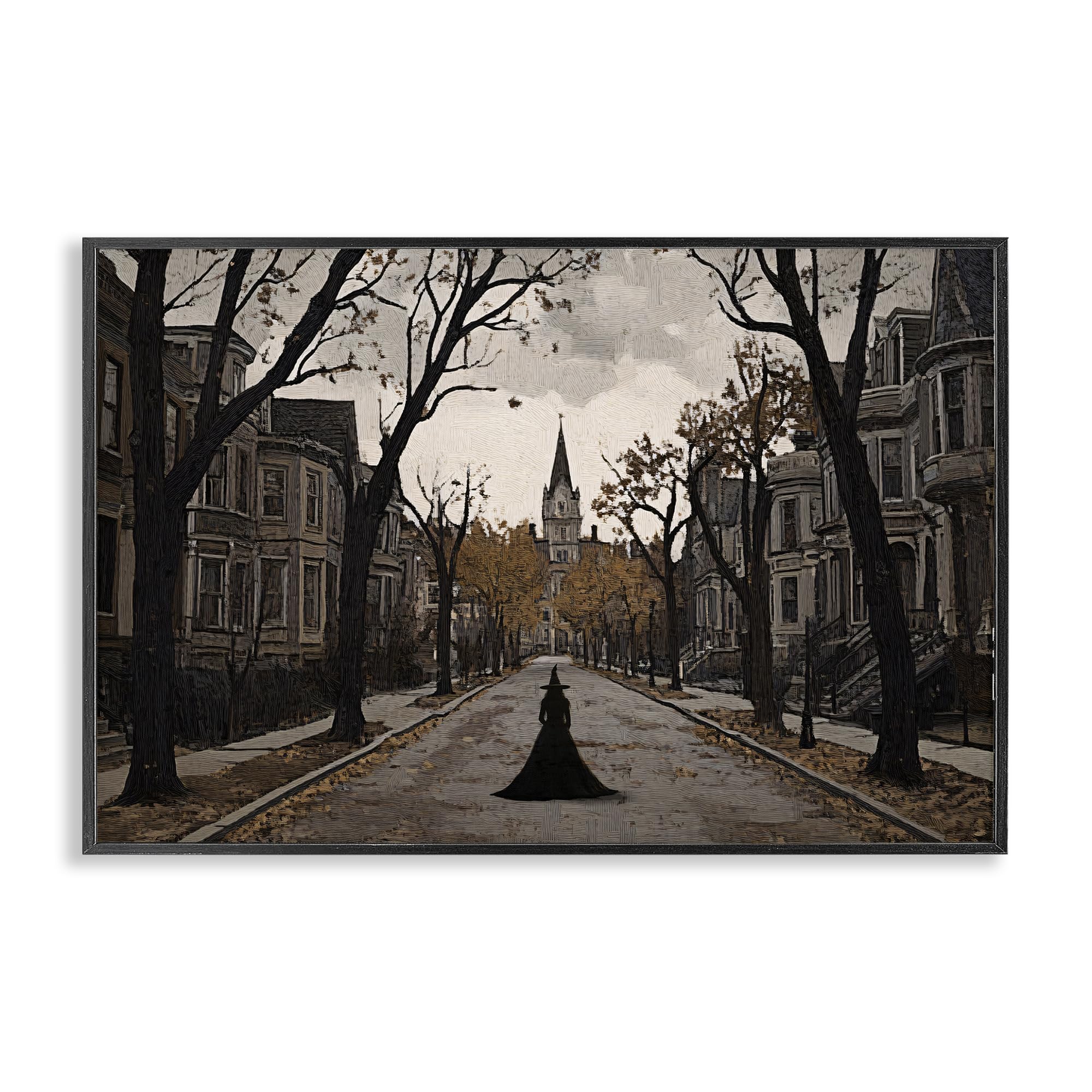'Witch Strolling Town Streets'| Framed Giclee Art