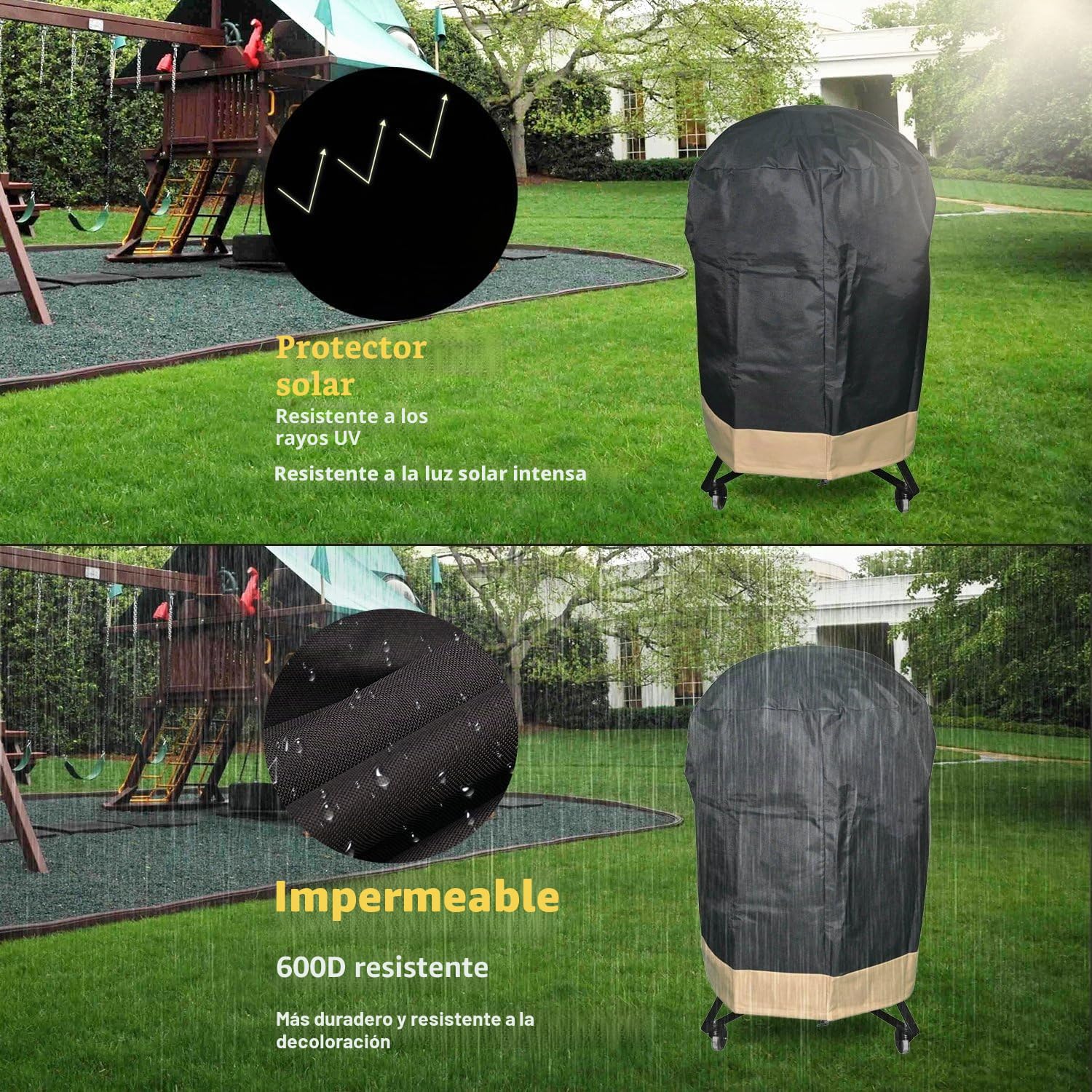 Onlyfire Funda para parrilla de Kamado Funda para Barbacoa para Big Green Egg, Kamado Joe Classic y Stand-Alone, parrilla grande, Pit Boss K22, Louisiana K22, 76,2 cm de diámetro x 86,36 cm de altura.