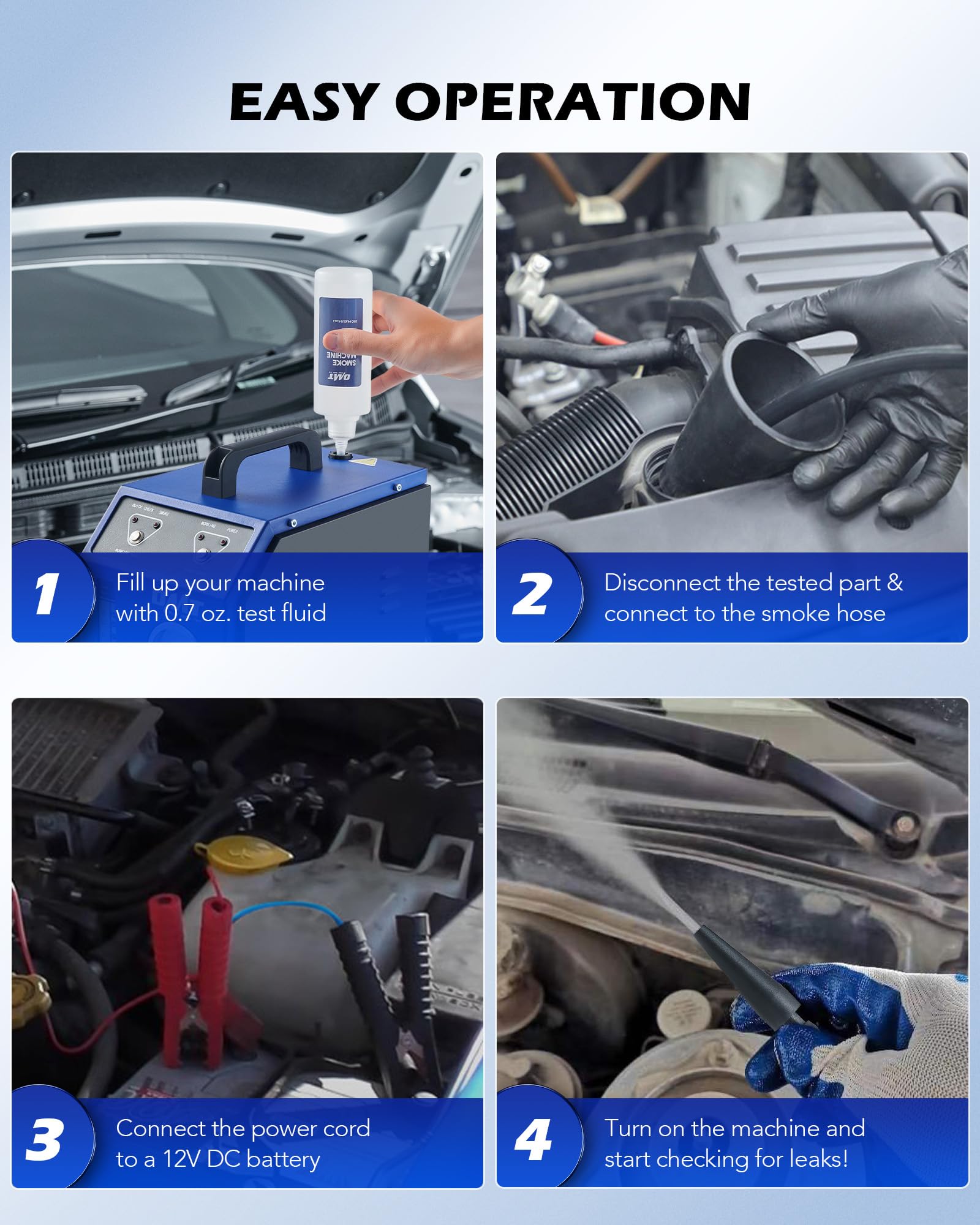 Orion Motor Tech Samochodowa maszyna do dymu EVAP DC 12 V z czujnikiem wycieku samochodu z czujnikiem dymu z manometrem oleju 6 l/min przepływomierz oleju mineralnego poduszka powietrzna i adaptery