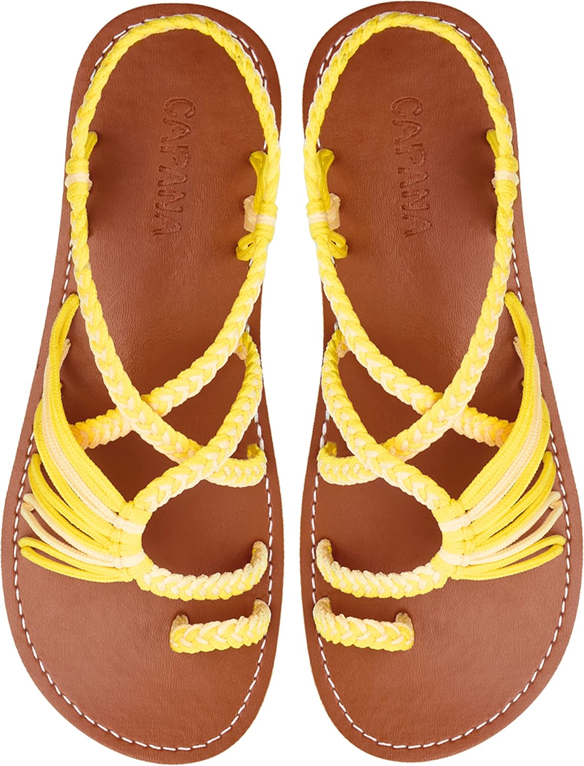 Capana Woven Women's Flat Sandals - Strappy Braided Sandals, Beach Sandals for Women Dressy Summer, Rope Bohemian Sandals, Spring Casual Womens Shoes, Comfy Boho Flats for Teen Girls  Commune