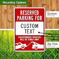 Vista 5 de Señal personalizada de "No Parking", señales personalizadas de estacionamiento reservado para negocios, 10x14 pulgadas, metal de aluminio