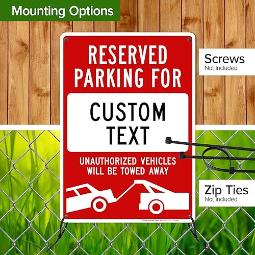 Miniatura 5 de Letrero personalizado de no estacionamiento, letreros de estacionamiento reservados personalizados para negocios, 10 x 14 pulgadas, metal de