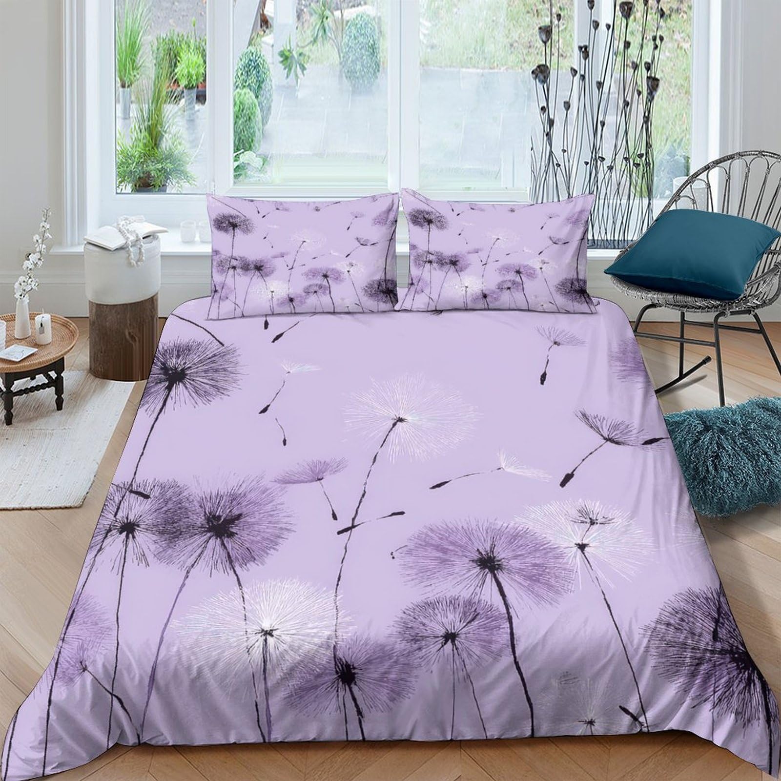 Ctjqhvkz Style-5 3D Printed Lavender Dandelion Fitted Sheet Microfiber Soft Breathable Meadow Bed Cover For Bedroom Dorm Mattress Protection Decor Single（135X200cm）