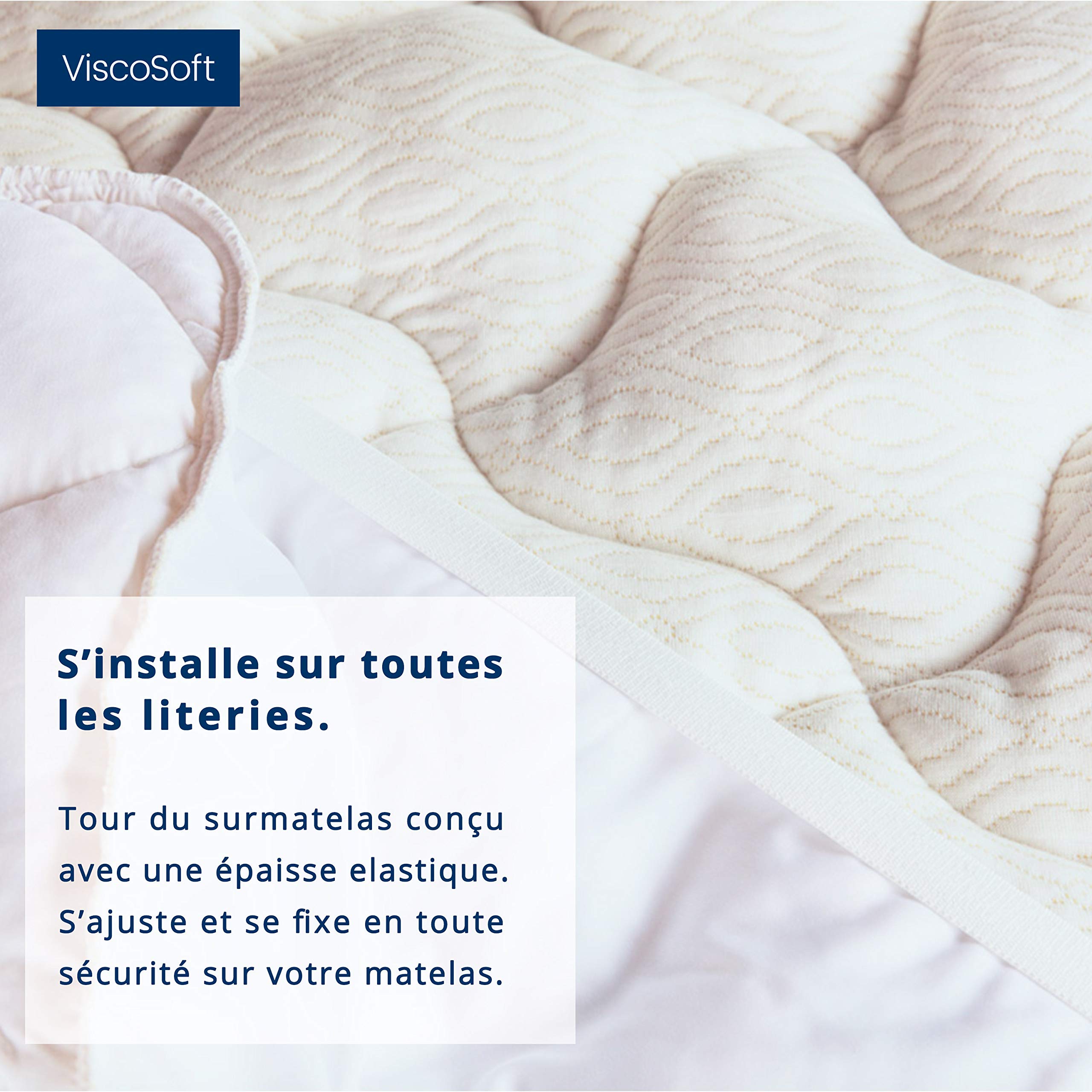 mello Surmatelas 135x190 Bien-Etre, Matelassage léger Haute qualité, Housse Tissu Respirant et rafraichissant à Base de Cuivre Effet Bien-être, Soutien Moelleux pour Toutes Positions de Couchage