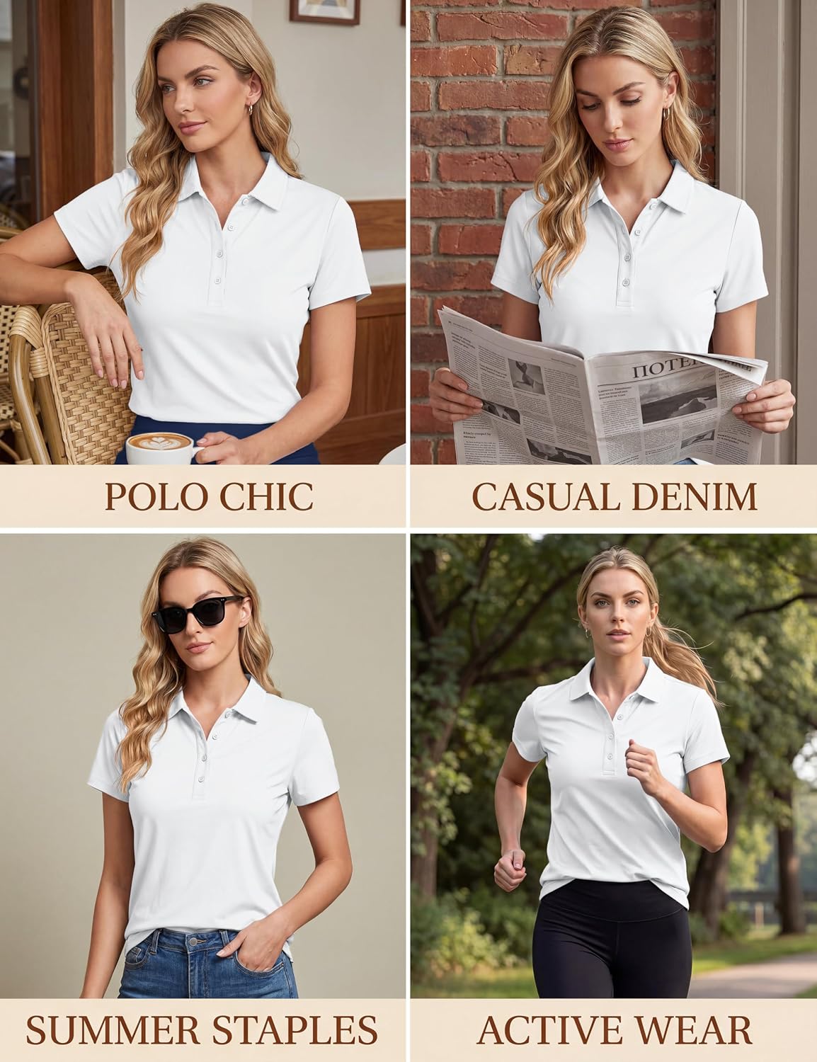 TACVASEN Women's Golf Polo Shirts Short Sleeve UPF 50+ Sun Protection Golf Shirts for Women Quick Dry Collared Polos