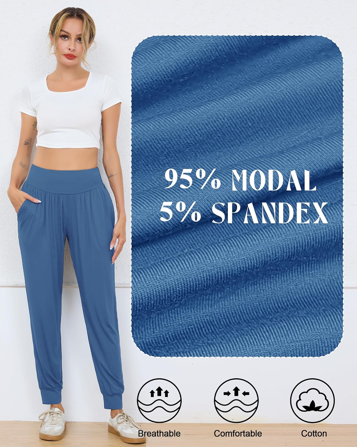 Vlazom Women's Yoga Pants Wide and Comfortable High Pants for Yoga and Pilates High Waist image 4