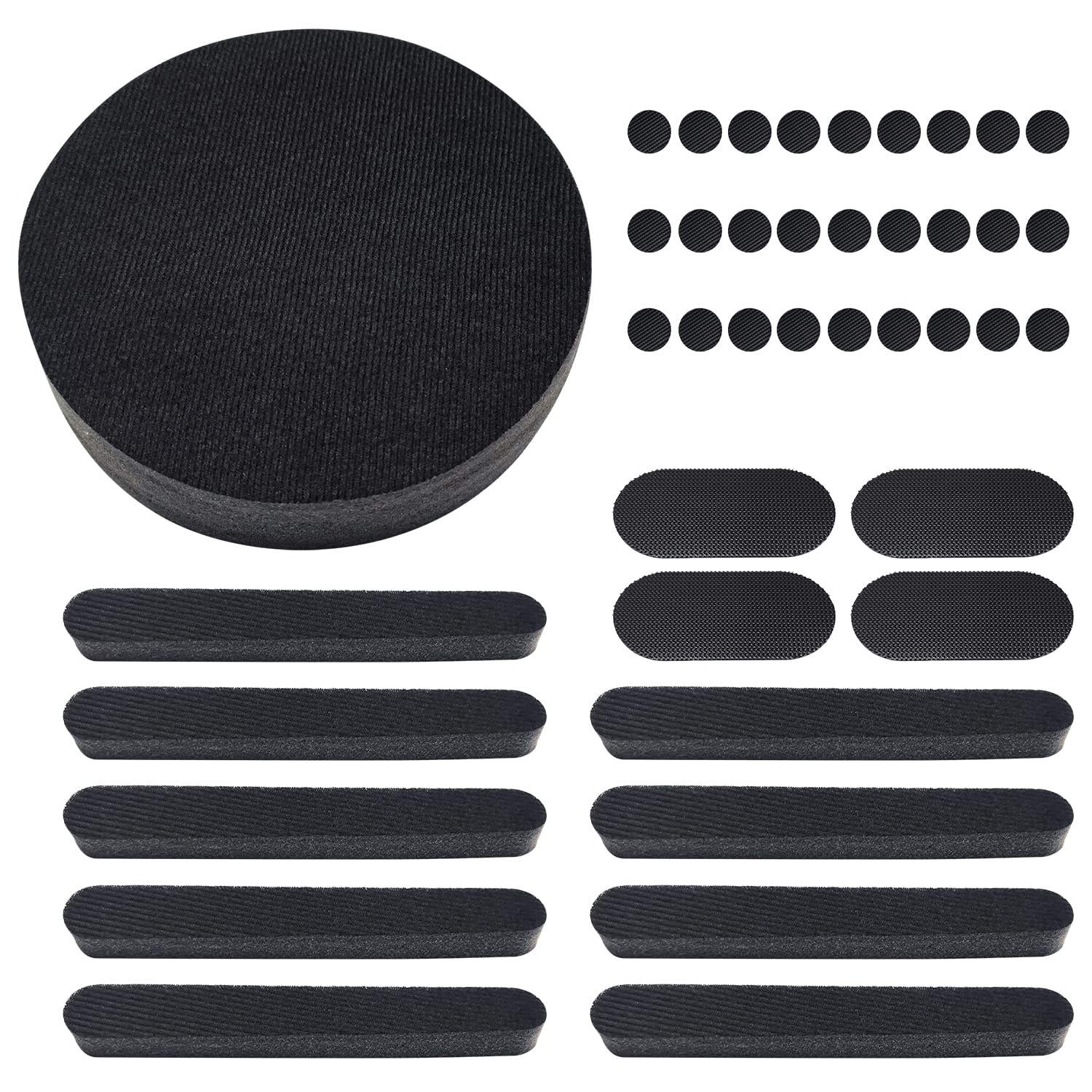 Yzpacc Motorcycle Helmet Liner Top Pad Universal Replacement Foam Pad with Adhesive Hook Loop Circles Set (Black 1 Set)