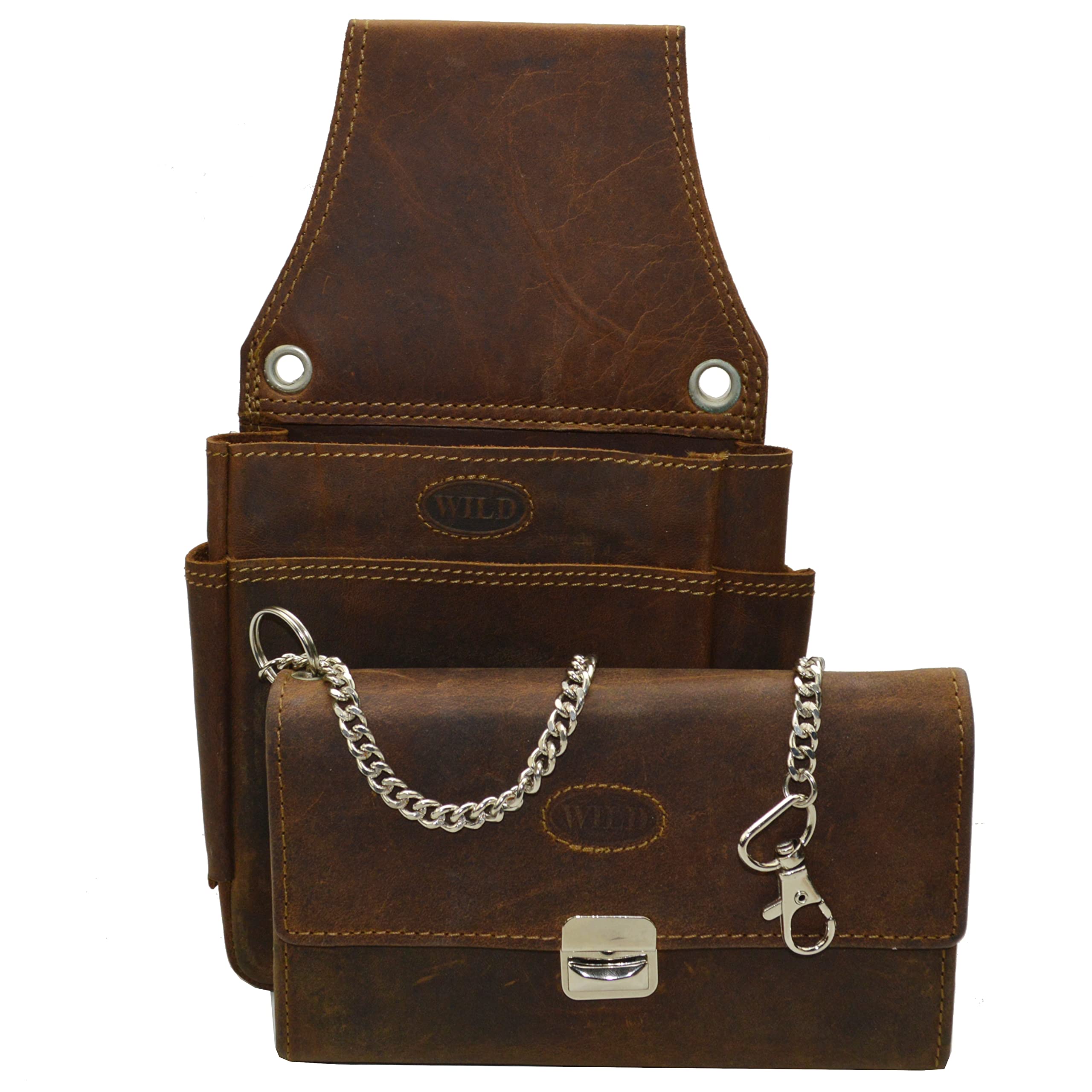flevado Gastronomie Unisex Kellnerset Echt Leder Muster Stufenverschluss Gastronomie (braun)