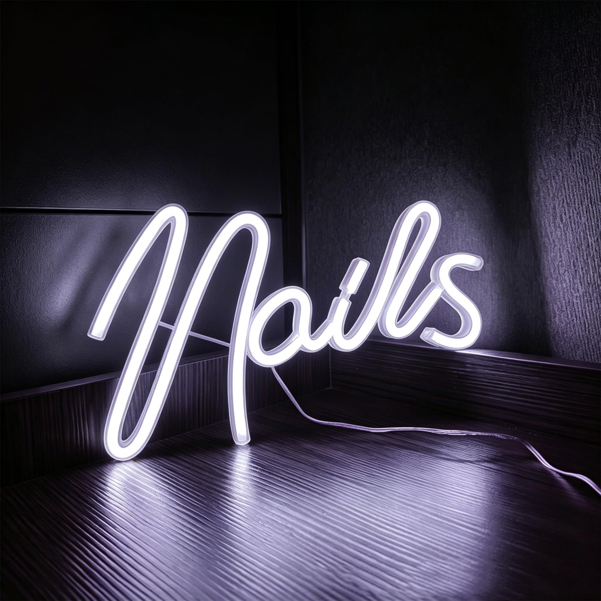 Nails Neon Signs for Wall Decor, USB or Battery Operated Neon Light for Cosmetic Salon Spa Beauty Room Bedroom Bar, Gift for Nail Tech Girls Birthday Christmas, 11.4×6.37 Inch