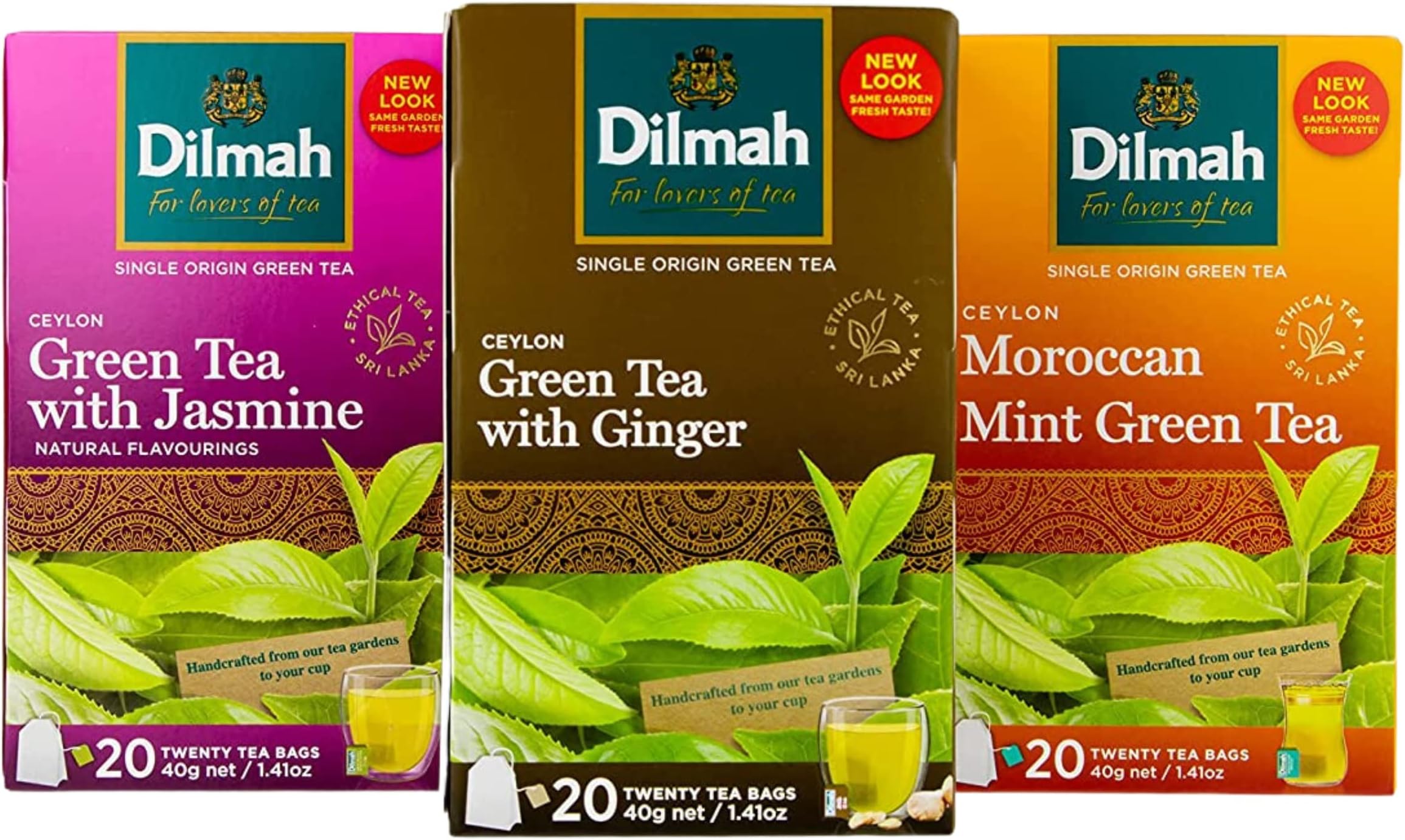 Dilmah Ceylon Green Tea (Flavoured Pack - Ginger, Jasmine, Moroccan Mint)