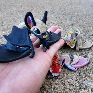 7 Tiny Bat Articulating Fidget - Halloween-Themed Decor - Desktop Fidget - Joints Articulate - ADHD, Stress, Anxiety Relief