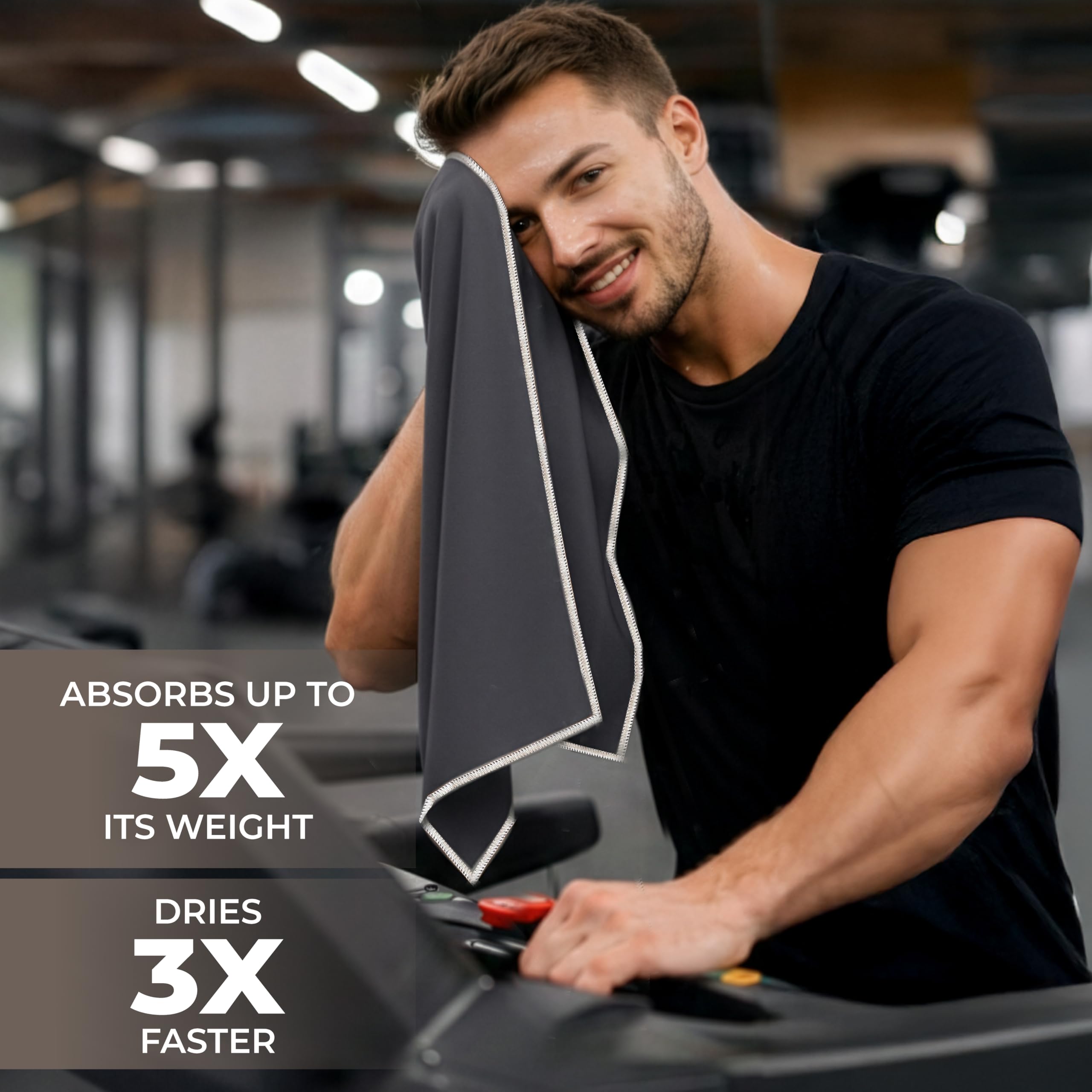 Ręcznik sportowy Zenacross z mikrofibry, 5 szt., 40 x 77 cm – Ręcznik sportowy do kulturystyki i na siłownię – Szybkoschnący i ultrachłonny – Szary