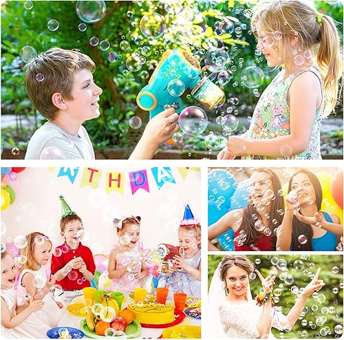 Miniatura 2 de Pistola de burbujas, 2 ametralladoras de burbujas con sonidos de luz de 10 agujeros, máquina de burbujas para niños, soplador de burbujas, máquina