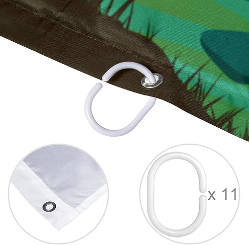 Miniatura 4 de KXO Cortina de ducha con estampado de noche de pantano, impermeable, lavable, juego de cortinas de baño de poliéster con ganchos, 72 x 72 pulgadas