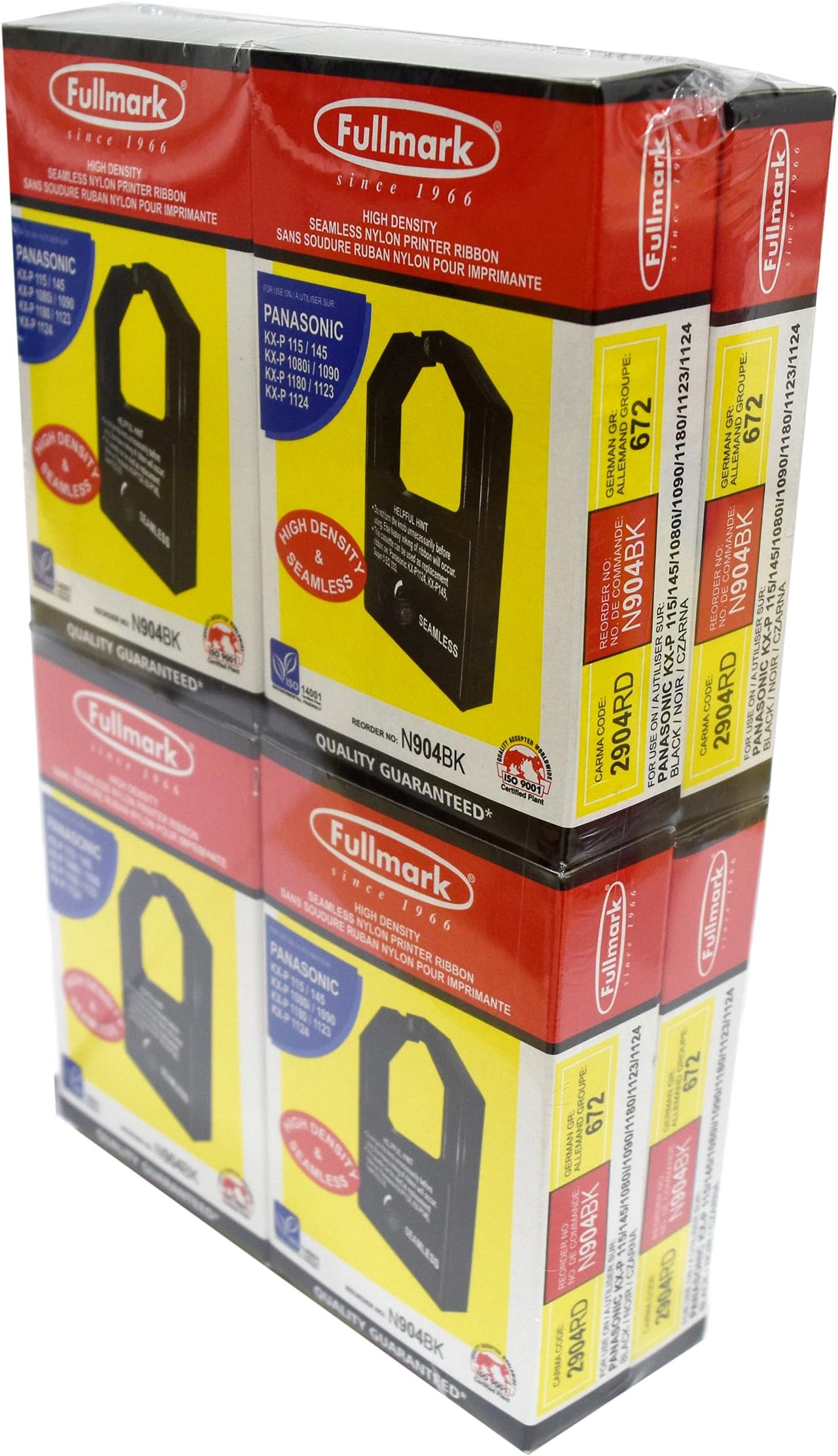 Fullmark N904BK High Density and Seamless Nylon Printer Ribbon Compatible Replacement for KX-P1124, KX-P145, Black, 8-Pack