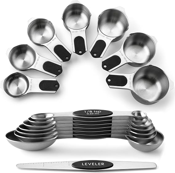 Magnetic Measuring Cups & Spoons Set, Black