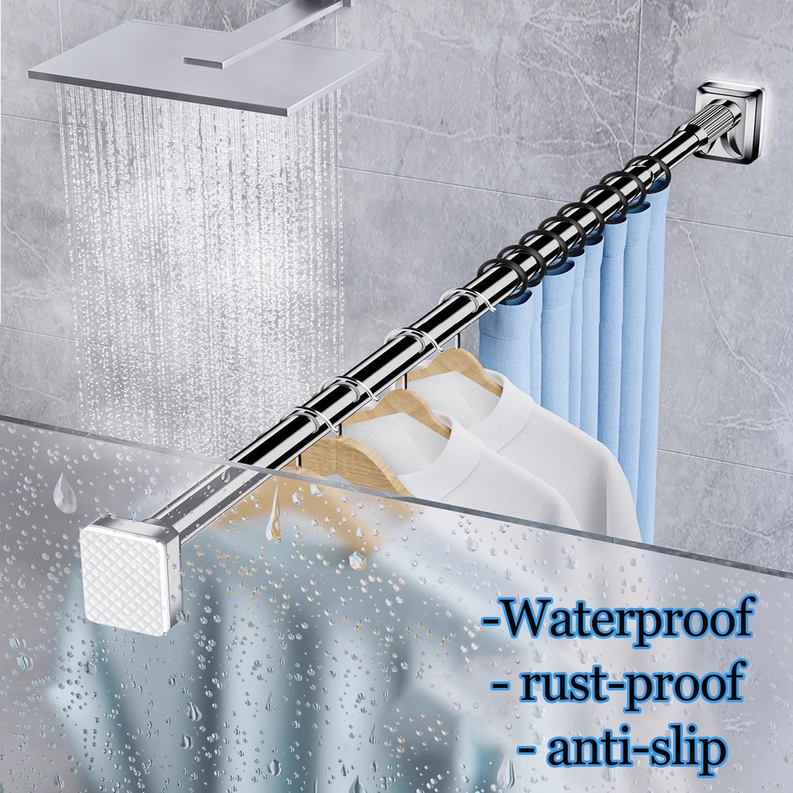 Regolabile Teon ain Rod 70120CM Antiscivolo Teles per Bagno Armadio Finestra Facile Installat Senza Foratura Adatto 310500CM Spazi Nero h