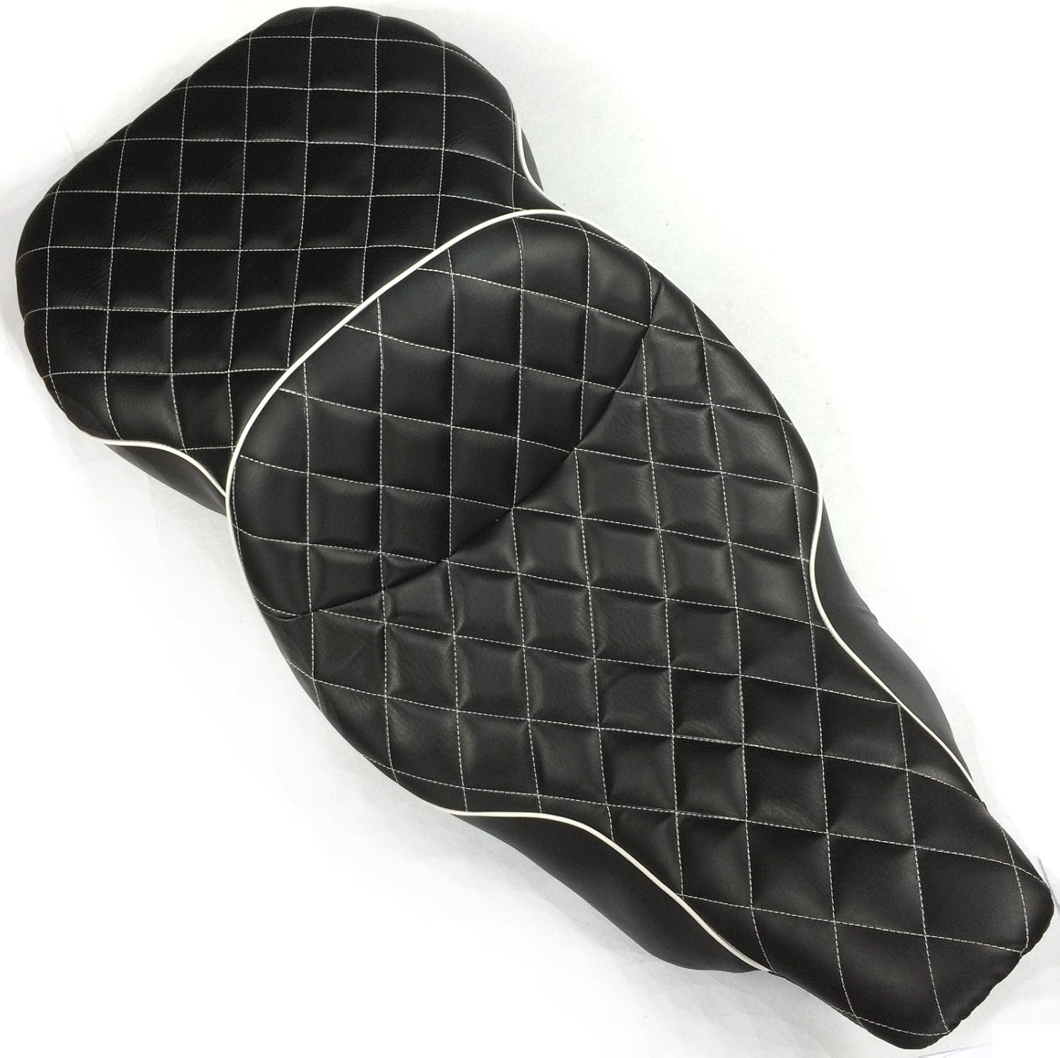 HONGK- Black Custom Driver Passenger 2-up Diamond Stitch Style Leather Seat Compatible with 1997 1998 1999 2000 2001 2002 2003 2004 2005 2006 H-D FLHT- Electra Glide Standard [B01BI8272Q]